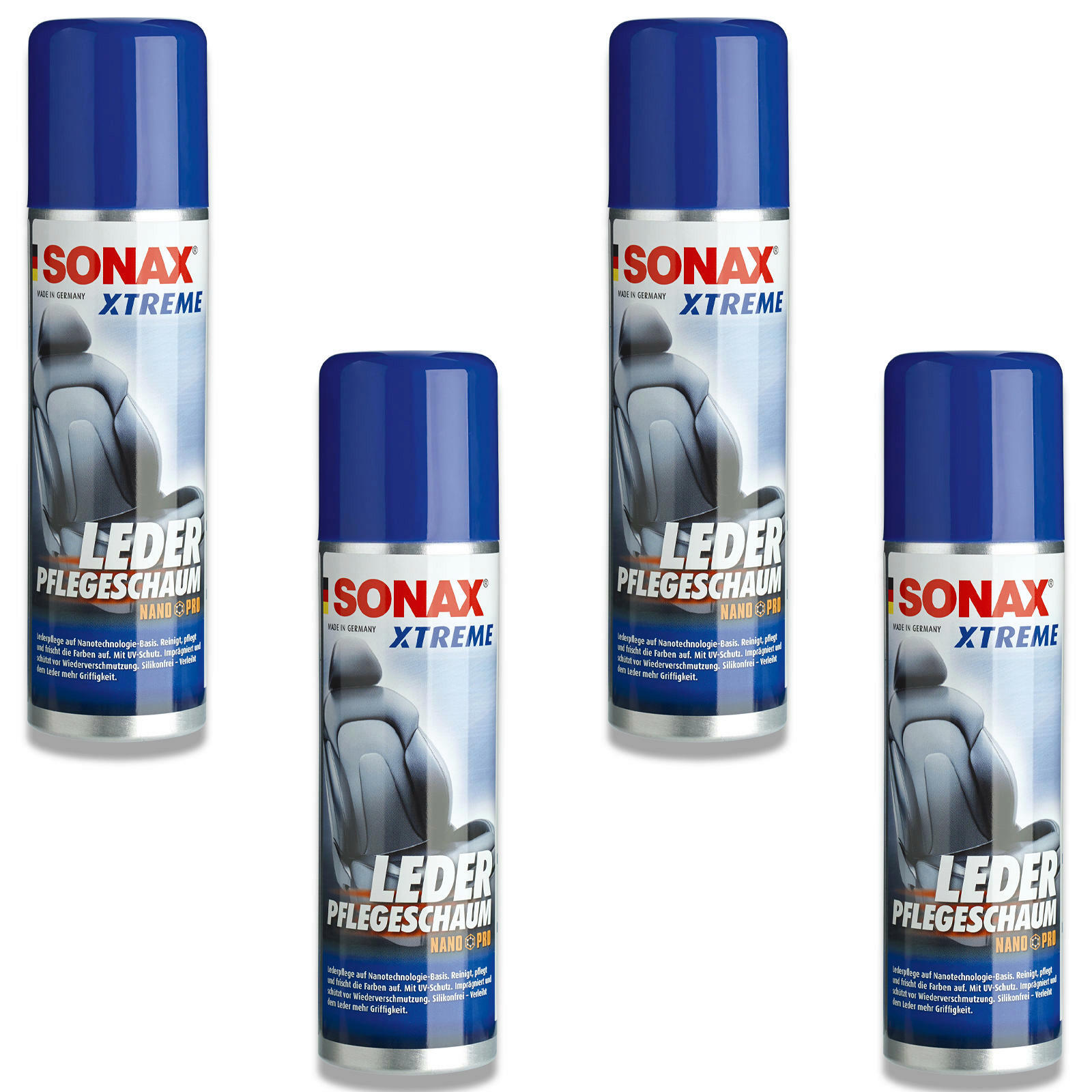 4x SONAX 02891000 XTREME LederPflegeSchaum Nanopro Silikonfrei UV-Schutz 250 ml