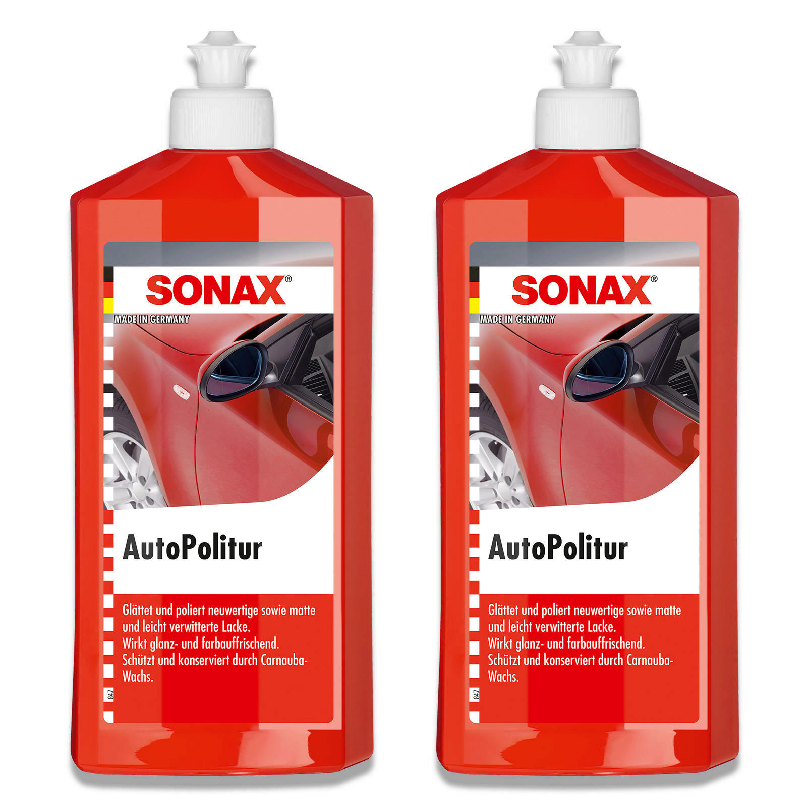 2x SONAX 03002000 AutoPolitur Außen Lack Autopolitur Buntlack Metalllack 500 ml