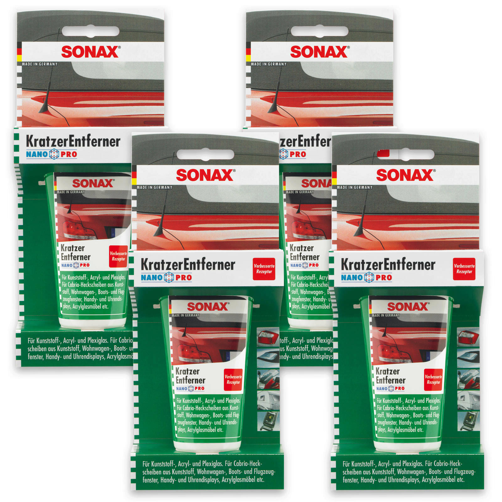 4x SONAX 03050000 KratzerEntferner Acryl-, Kunststoff-, & Plexiglas Polit...