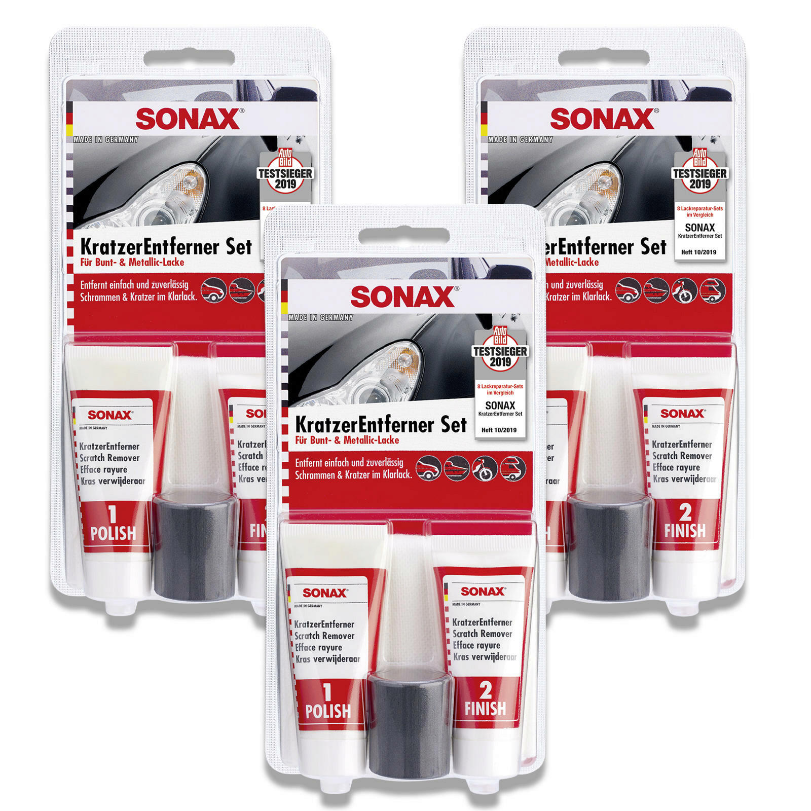 3x SONAX 03059410 Kratzer Entferner Set Polieren Lack Kratzer Entferner 50 ml