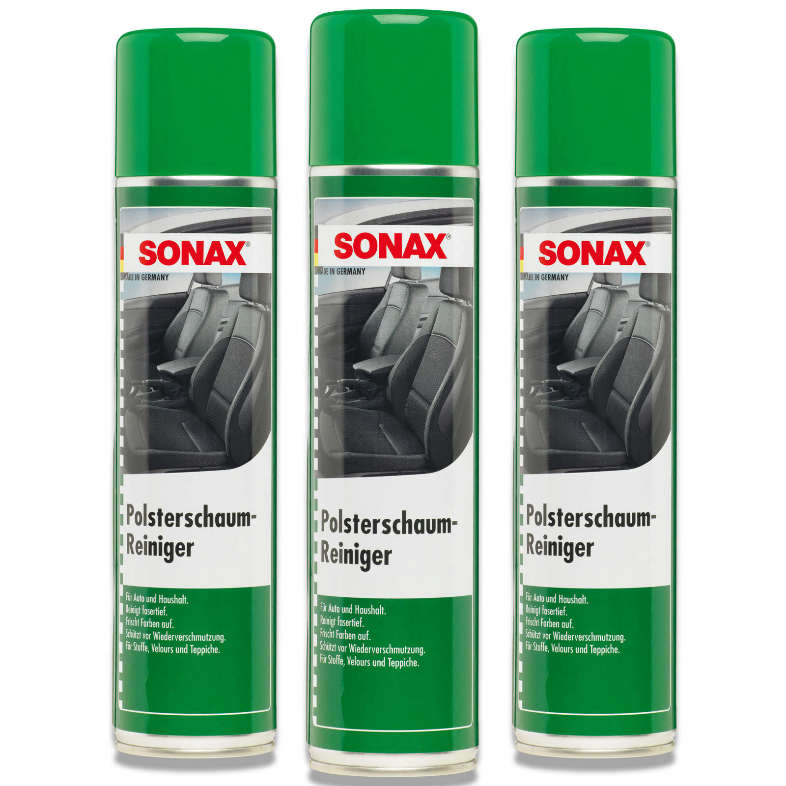 3x SONAX 03062000 Polster Schaum Reiniger Polster Reiniger Polsterschaum 400 ml