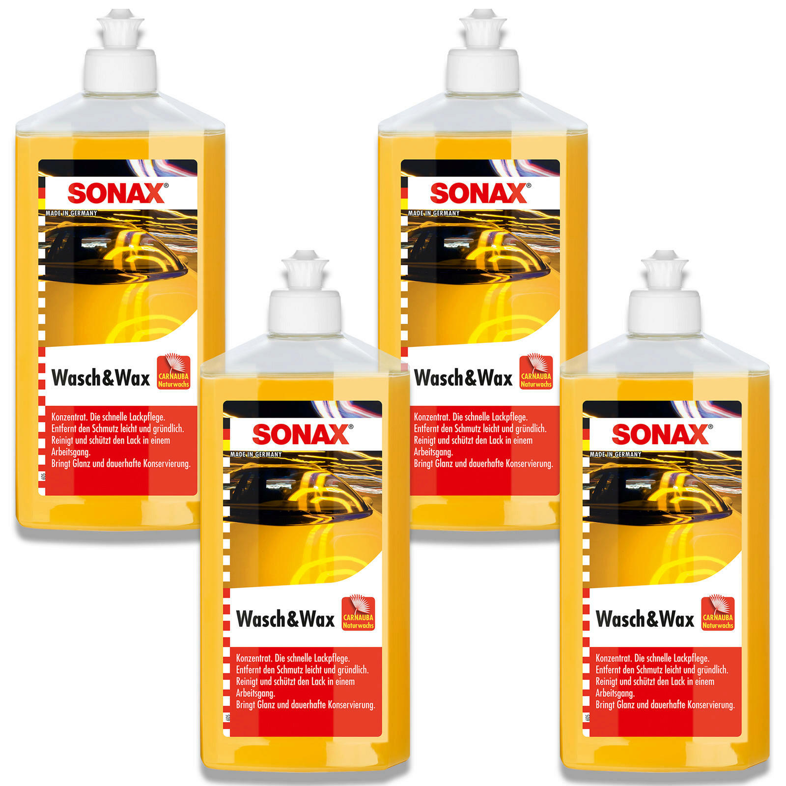 4x SONAX 03132000 Wasch & Wax Carnauba Wachs Autoshampoo Autowäsche ...