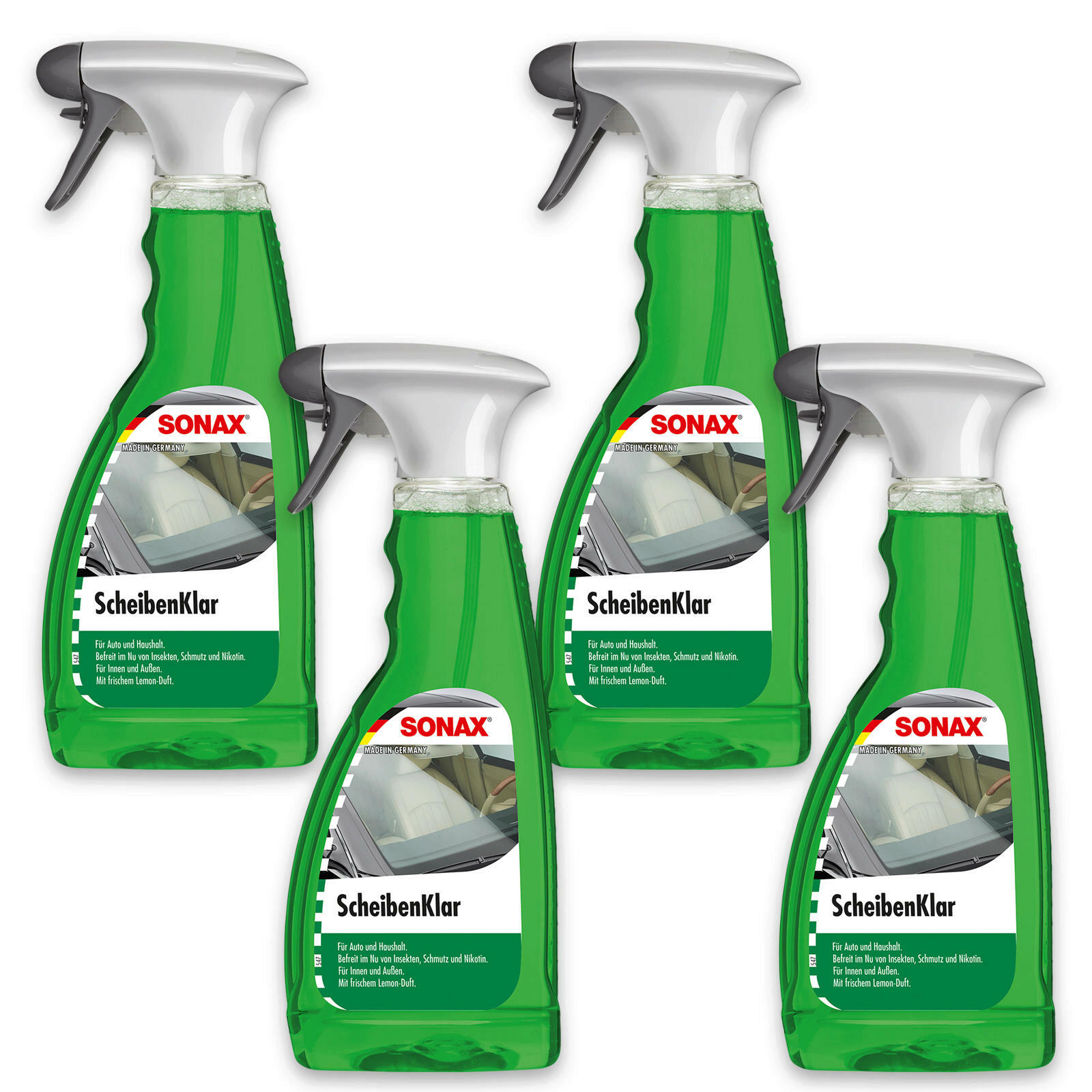 4x SONAX 03382410 ScheibenKlar Scheibenreiniger Glas-, Innenraumreiniger 500 ml