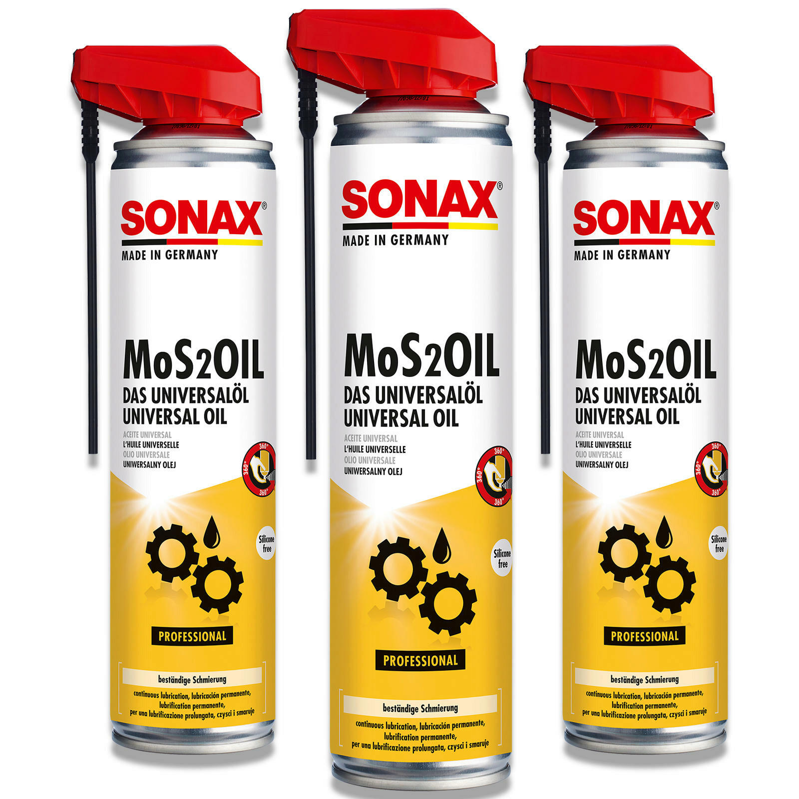 3x SONAX 03394000 MoS² Oil Universalöl Easy Spray Rostlöser Gleitmittel 400 ml