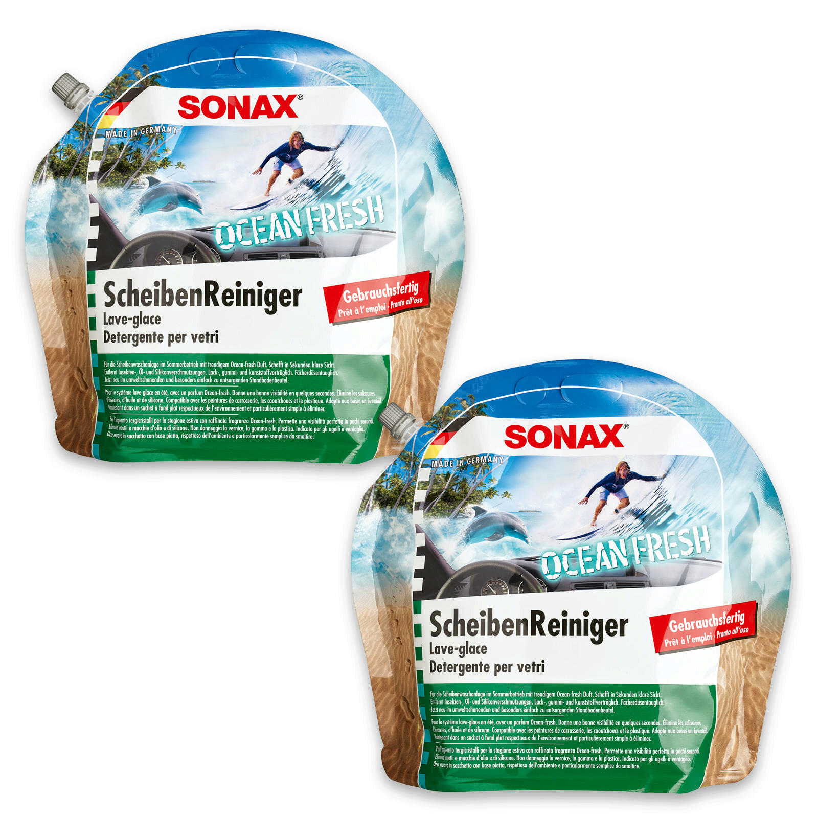2x SONAX 03884410 Scheiben Reiniger gebrauchsfertig Ocean-Fresh Reinigung3 L