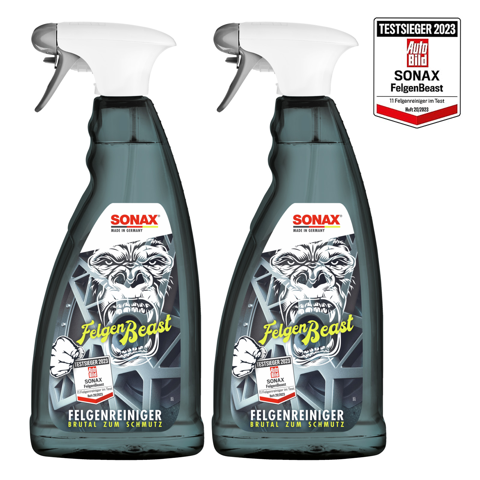 2x 1L Sonax Felgenbeast Felgenreiniger Stahlfelgen & Alufelgen säure...