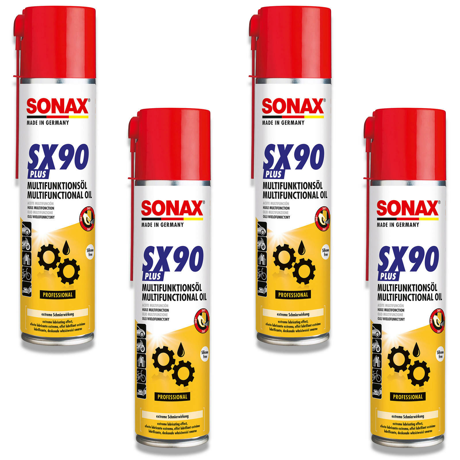4x SONAX SX90PLUS Kontaktspray Rostlöser Kriechöl Multifunktions&ou...