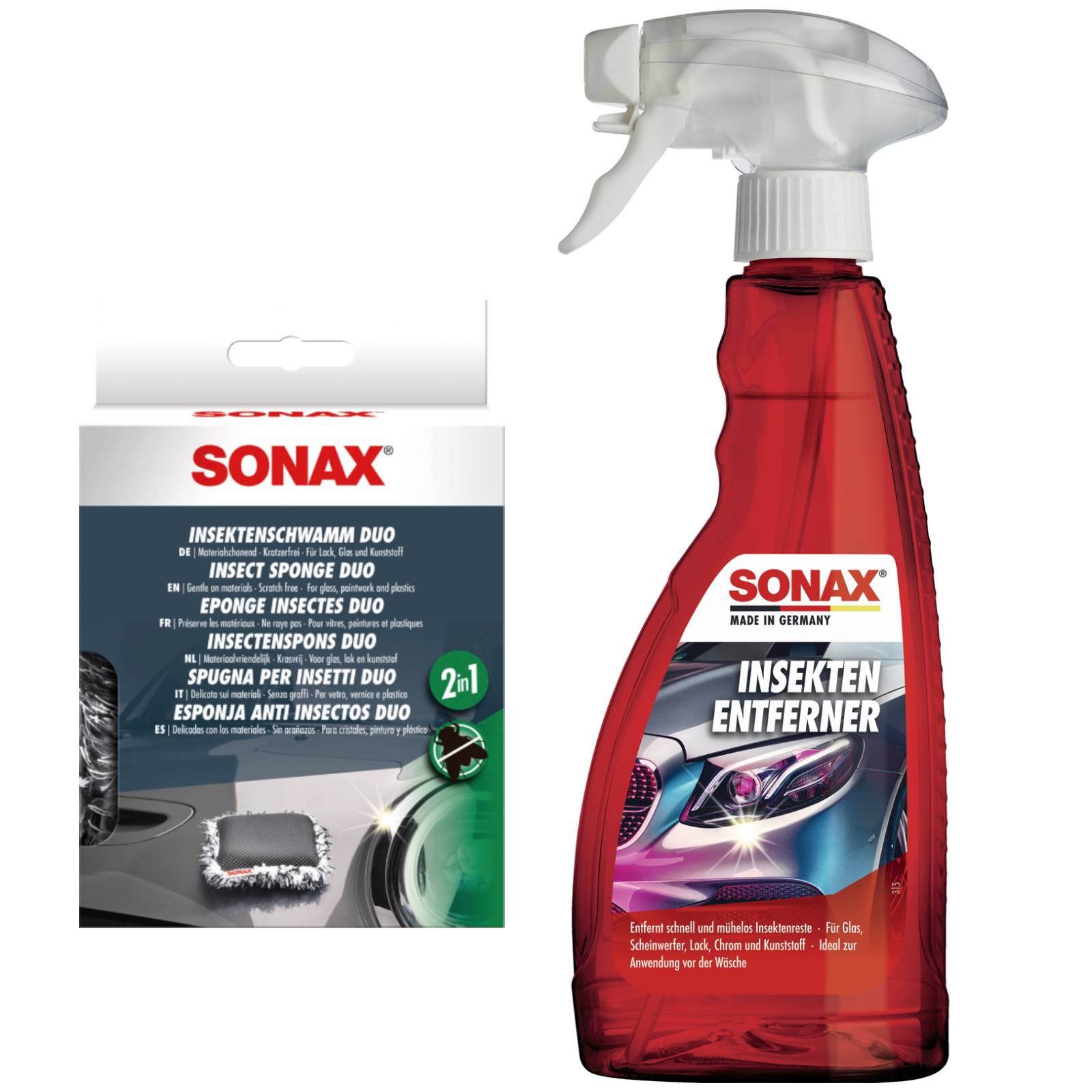 SONAX Insektenentferner 500 ml + InsektenSchwamm Duo Schwamm