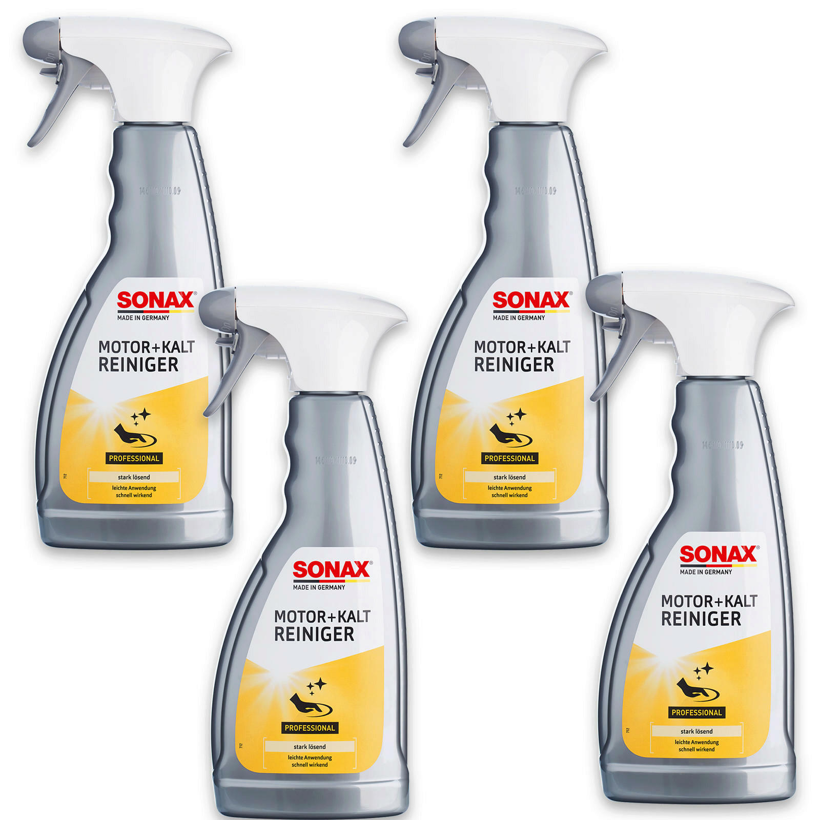 4x SONAX 05432000 Motor- und Kalt Reiniger Maschinen Reiniger Pflege 500 ml