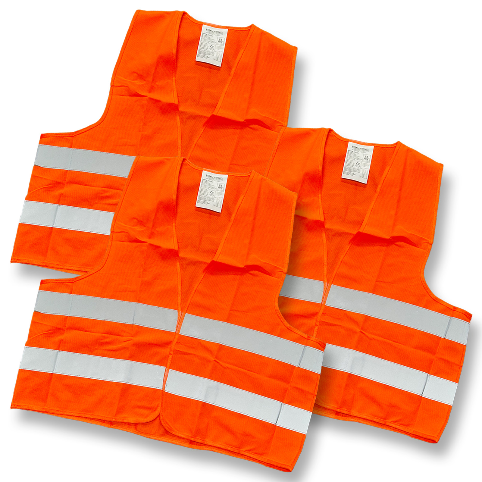 3x Warnweste Orange