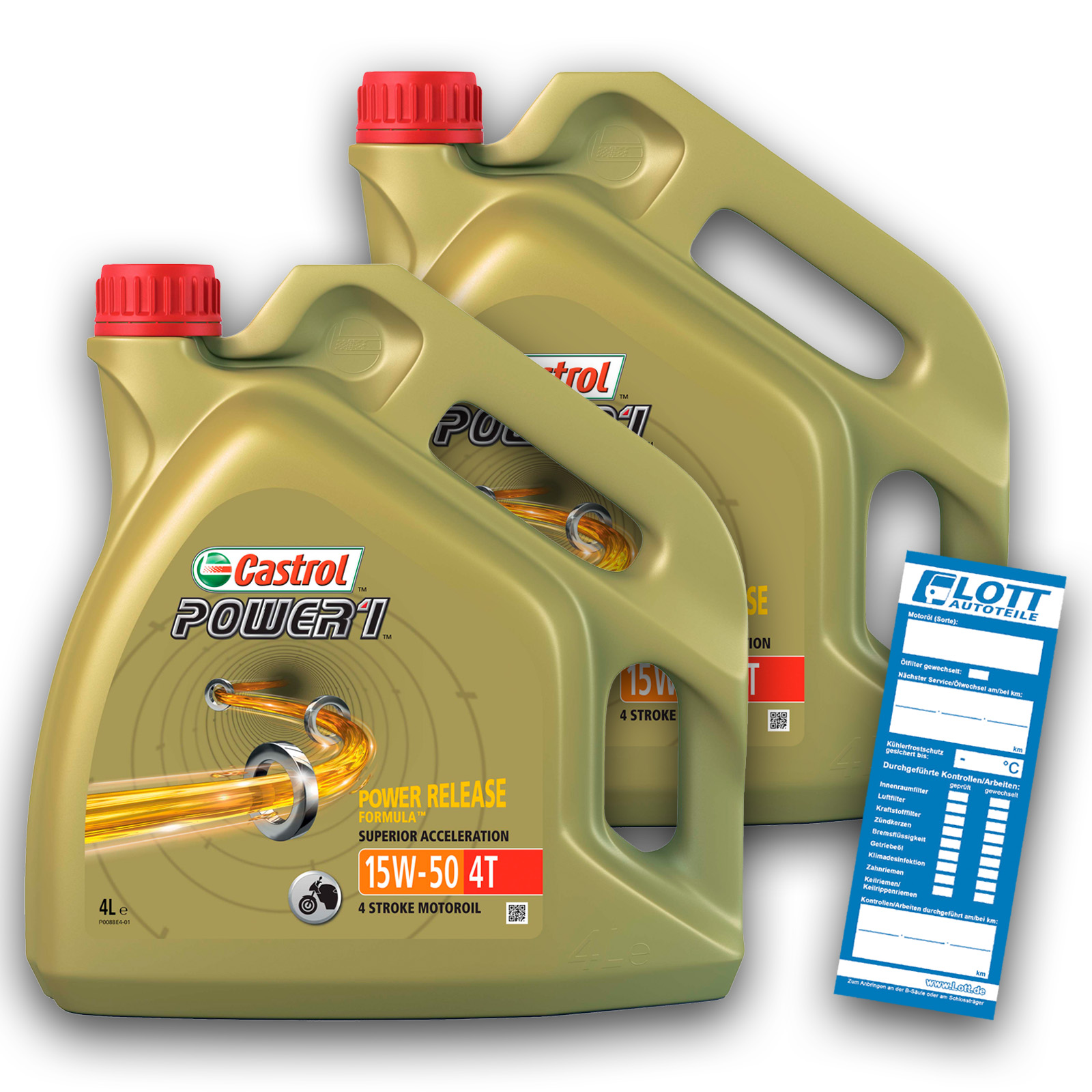 2x 4L Castrol Motoröl Motorradöl 15W-50 15W50 Power1 4T 4-Takt &Oum...