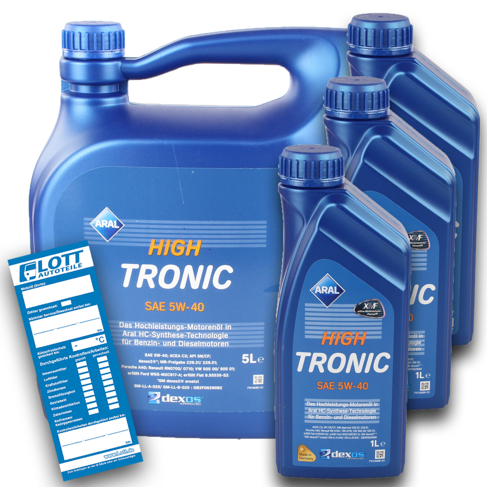 8L Aral Motoröl HighTronic 5W-40 GM Dexos2® VW 505.00 505.01 MB 229....