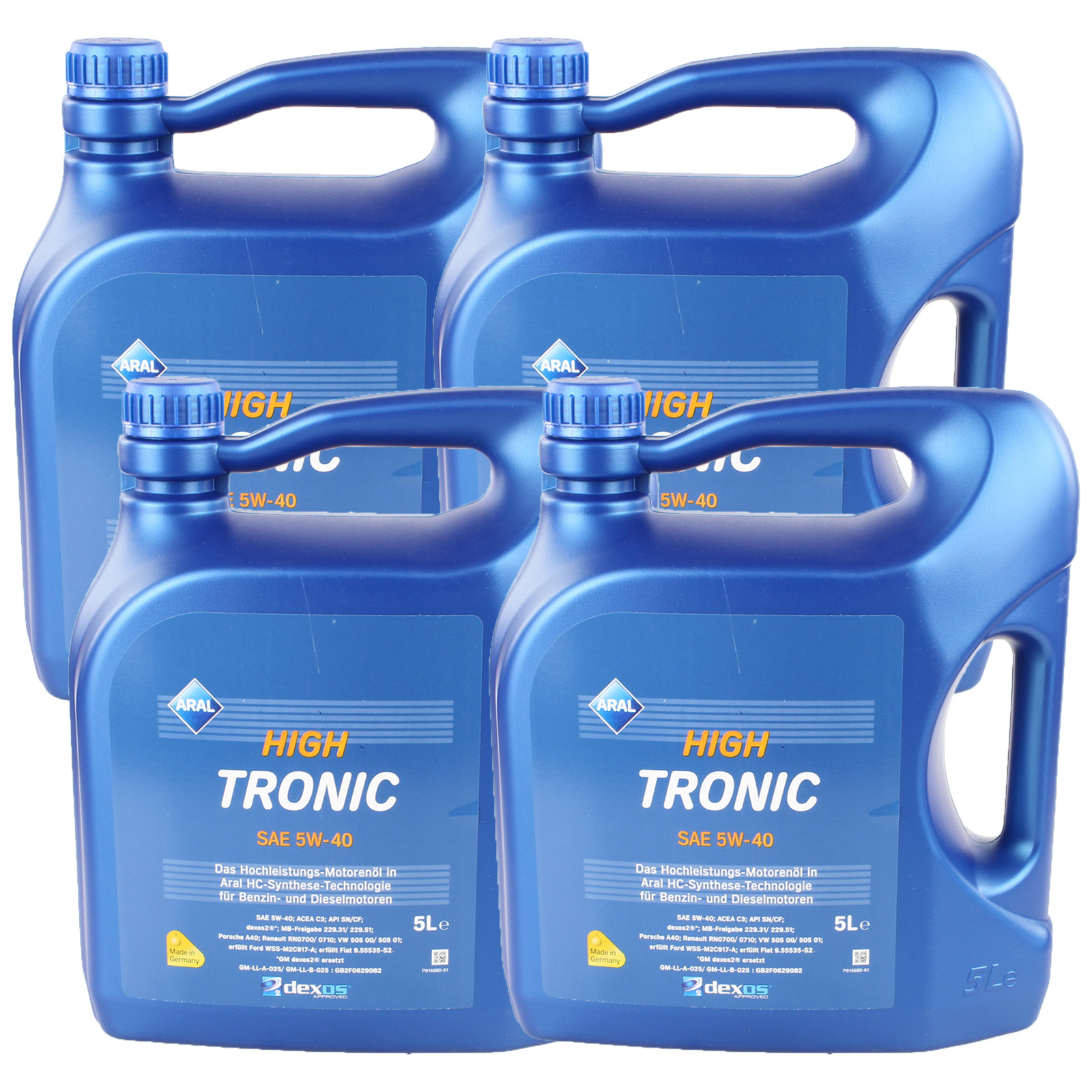 4x 5L Aral Motoröl HighTronic 5W-40 GM Dexos2® VW 505.00 505.01 MB 229.31 229.51