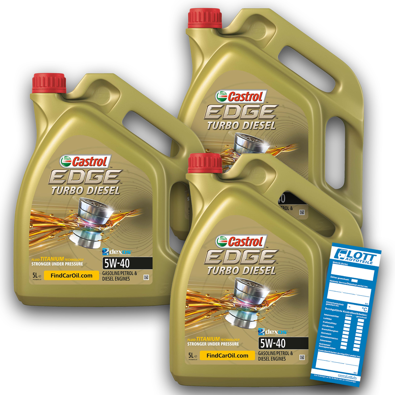 3x 5L Castrol Edge Turbo Diesel 5W-40 Motoröl