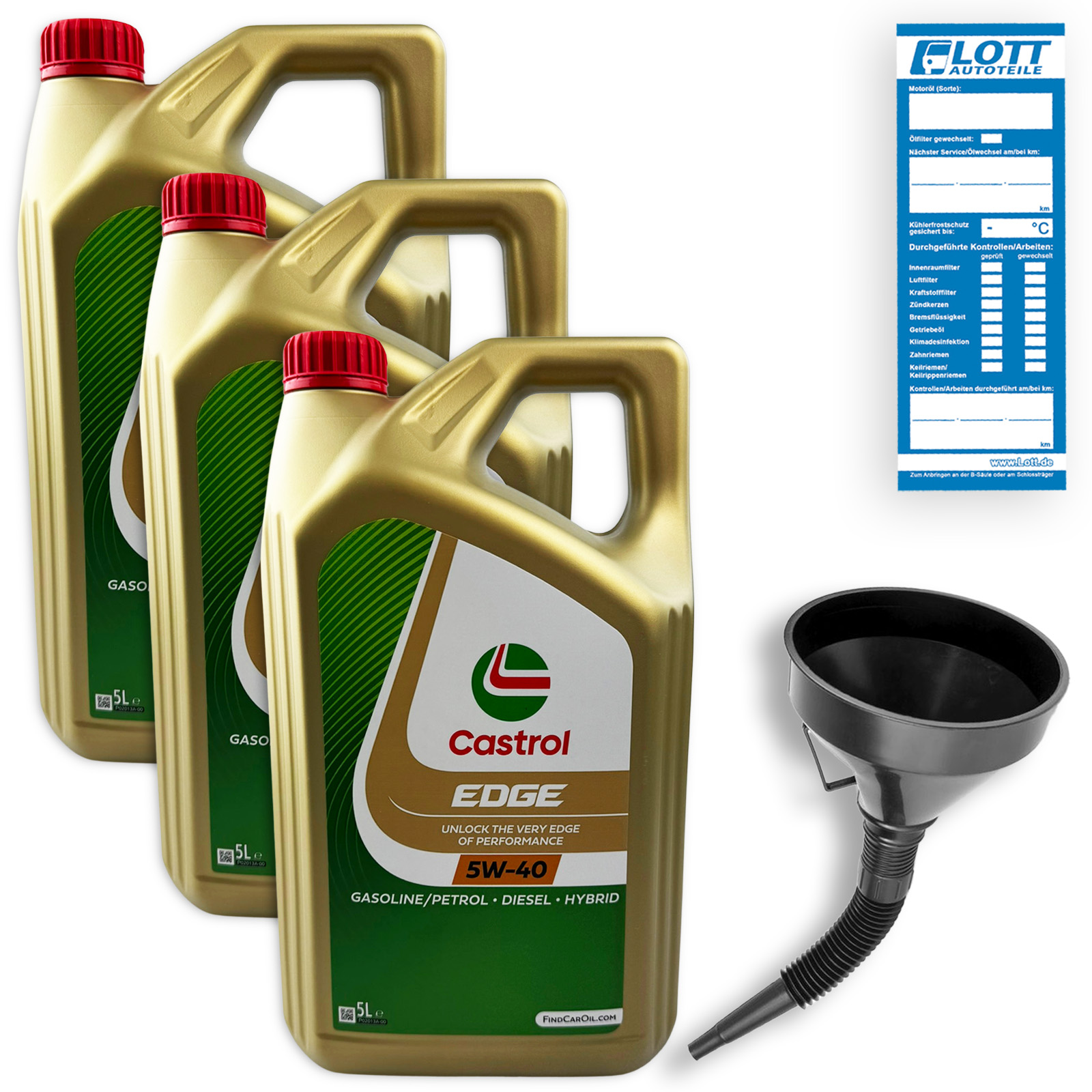 3x 5L Castrol 5W40 Motoröl EDGE Titanium FST passend für Mercedes 2...