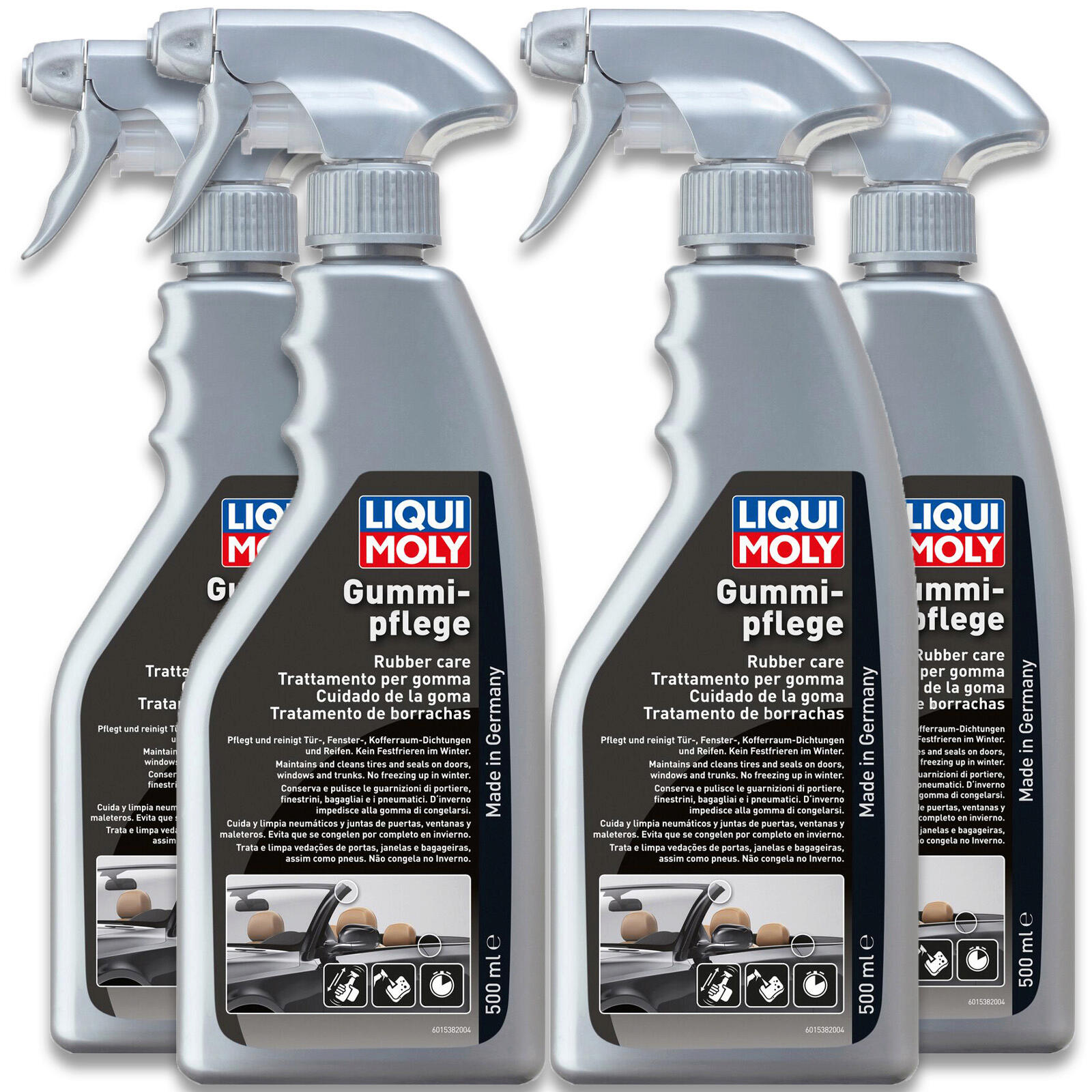 4x 500ml Liqui Moly 1538 Gummipflege Dichtungen Reifen Reiniger Gummimatten