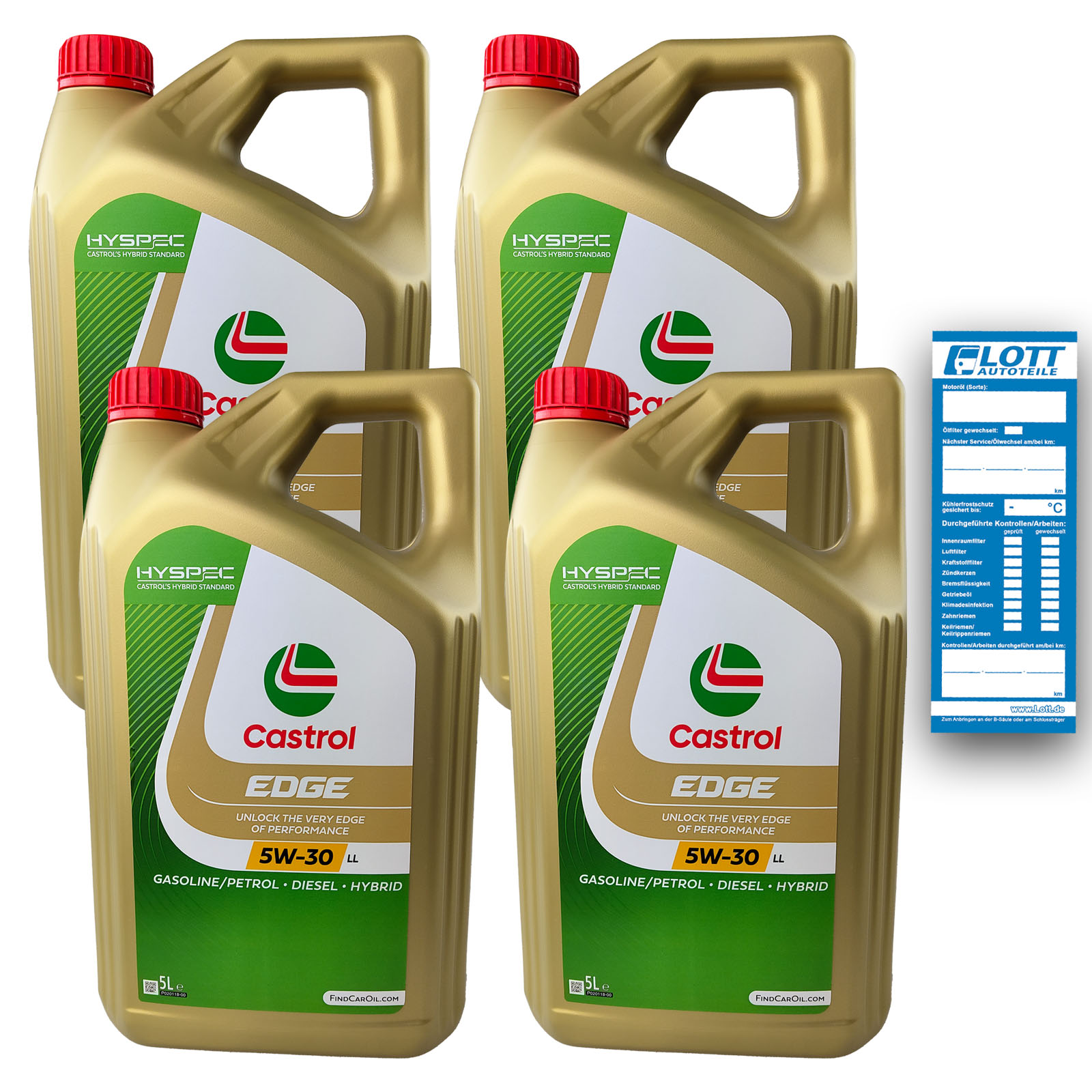 4x 5 Liter Castrol Motoröl Edge LL Longlife Titanium FST 5W-30 Ö Oi...