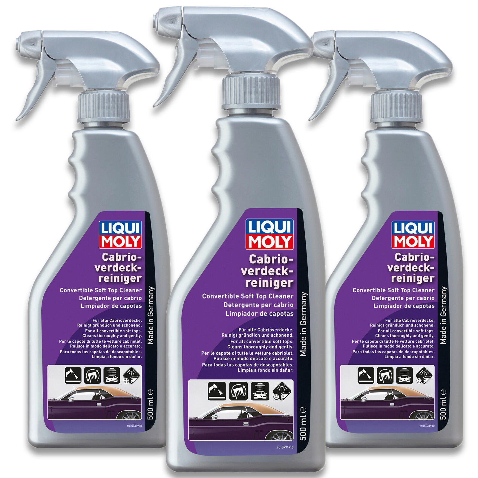 3x 500ml Liqui Moly 1593 Cabrioverdeckreiniger Stoff Kunststoff Cabrioverdecke