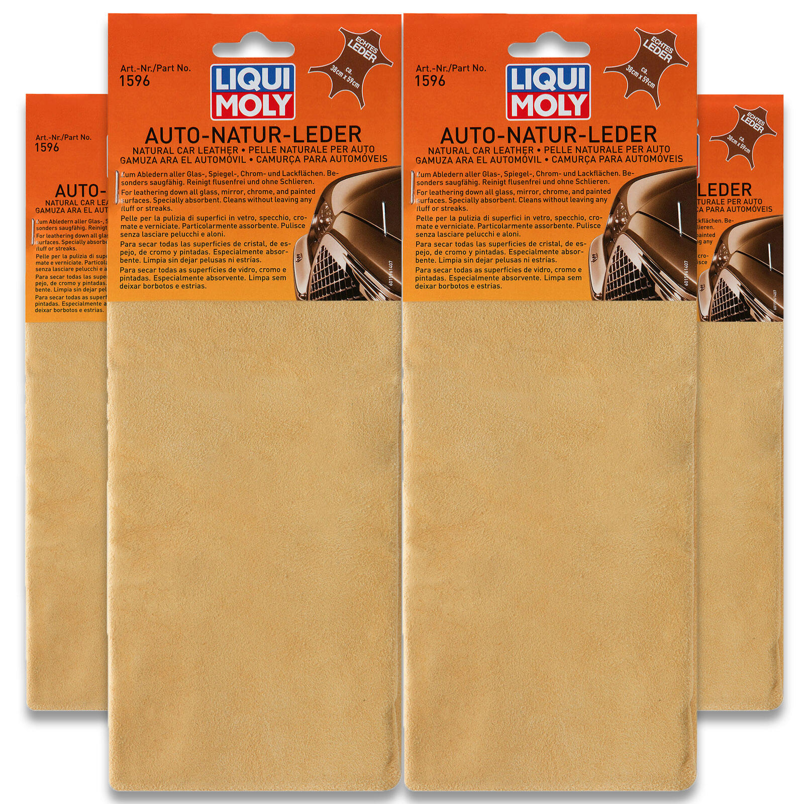 4x Liqui Moly 1596 Auto-Naturleder Reinigung Autoleder Fensterleder