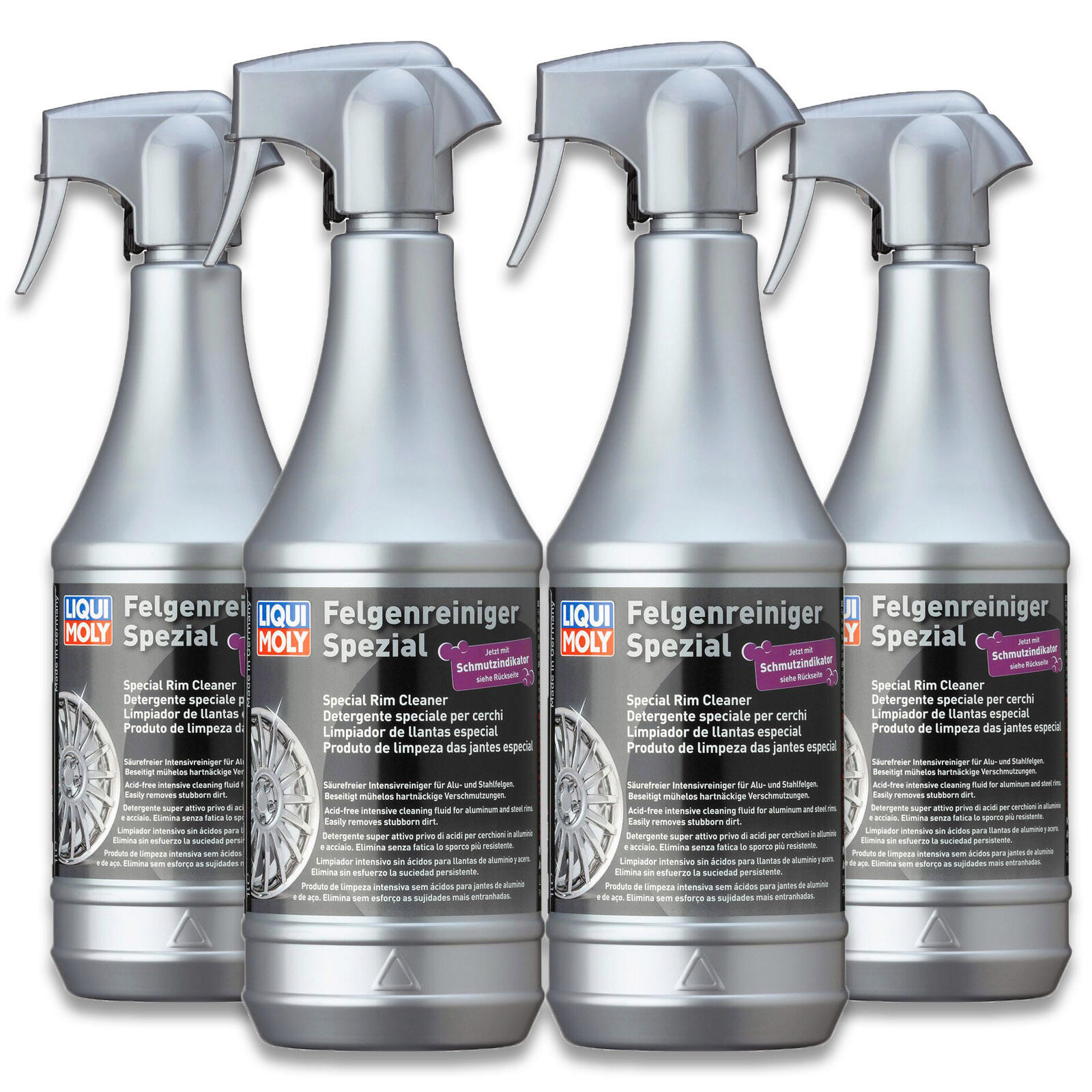 4x 1L Liqui Moly 1597 Felgenreiniger Spezial mit Schmutz-Indikator Felgenpflege