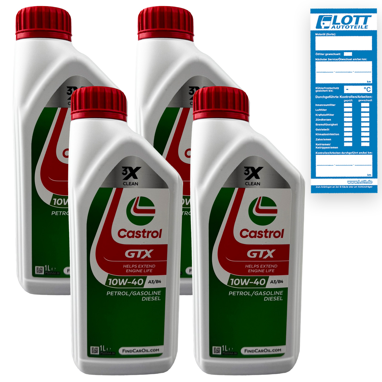 4x 1 Liter Castrol Motorenöl GTX Ultraclean 10W-40 4 L Motoröl &Oum...