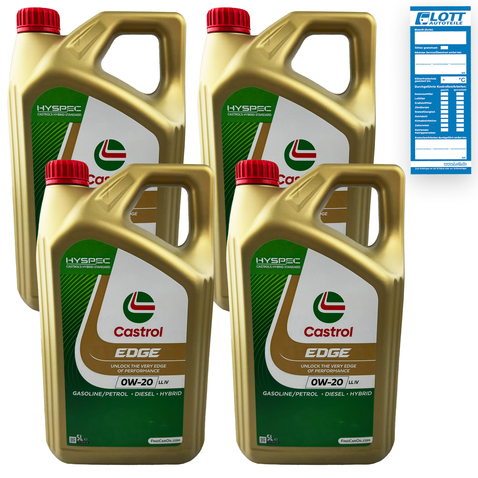 4x 5L CASTROL EDGE Fluid Titanium Motoröl Longlife LL IV 0W-20 VW 508.00...