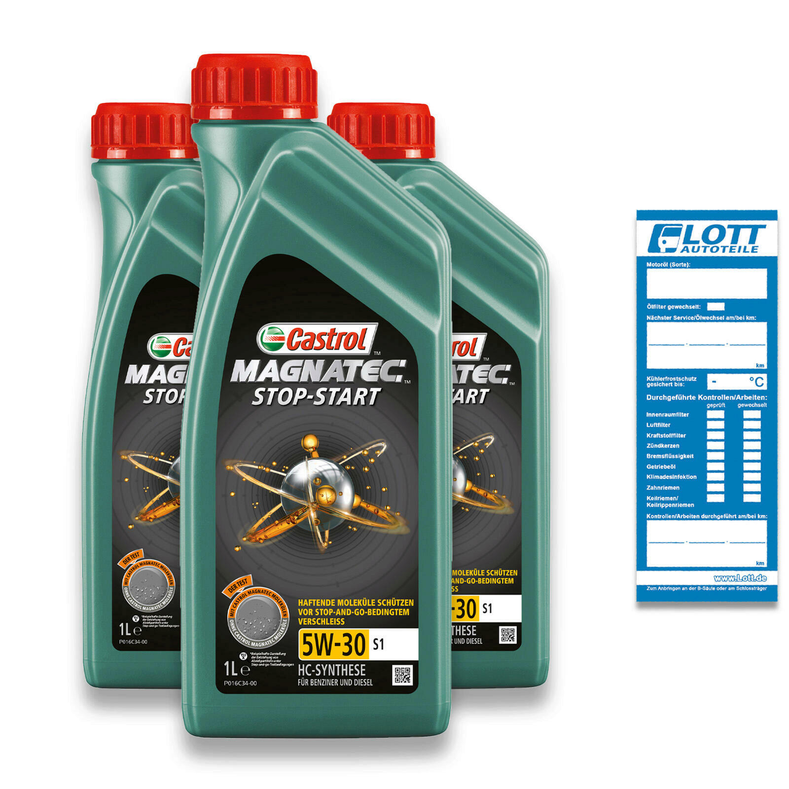 3x 1 Liter Castrol Motorenöl Magnatec 5W-30 S1 Start-Stop Motoröl Ö Oil 15C2BA