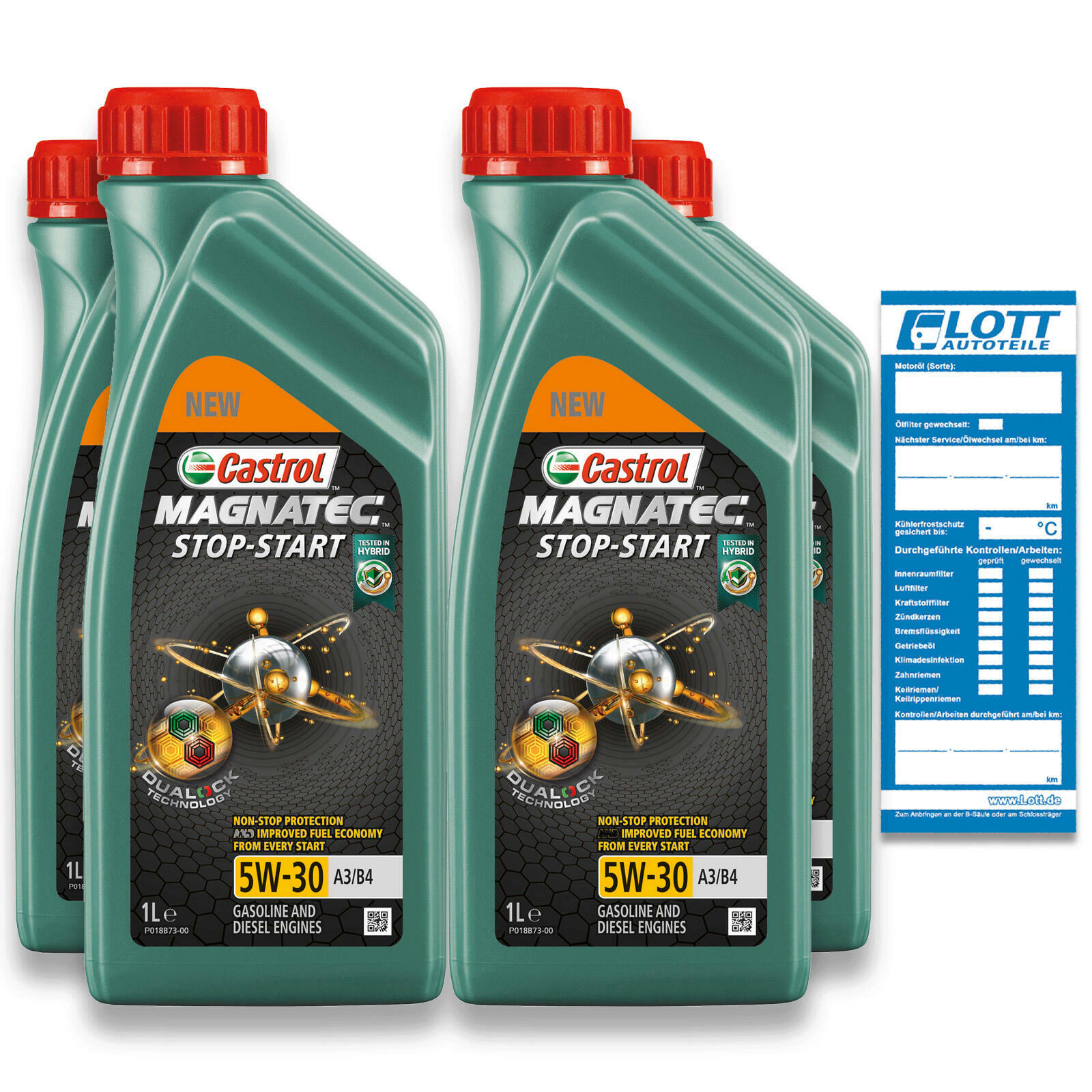 4x 1 Liter Castrol Motorenöl Magnatec Start-Stop 5W-30 A3/B4 Motoröl Oil 15C94C