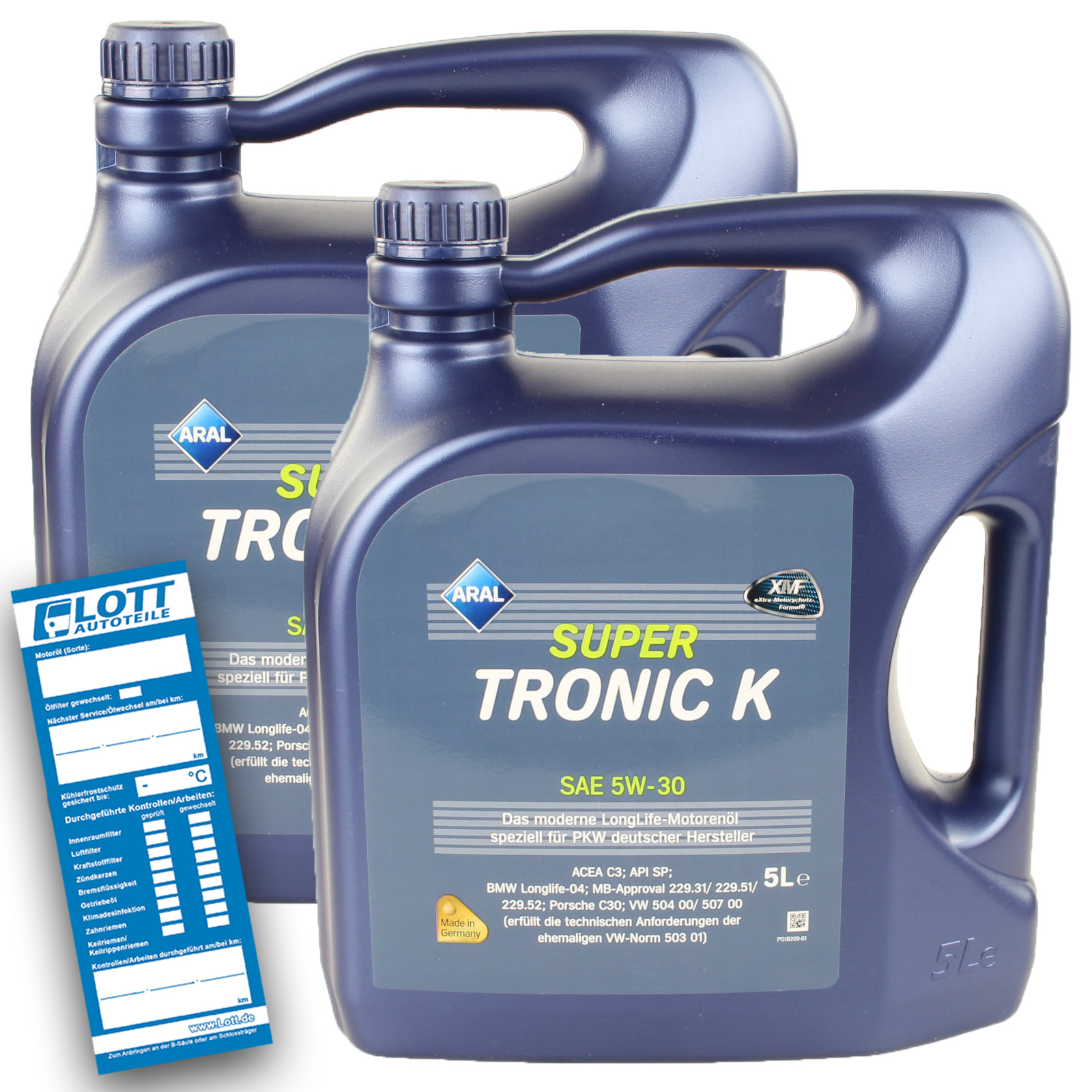 2x 5L Aral Longlife Motoröl SuperTronic K 5W-30 VW 504.00 507.00 BMW Lon...