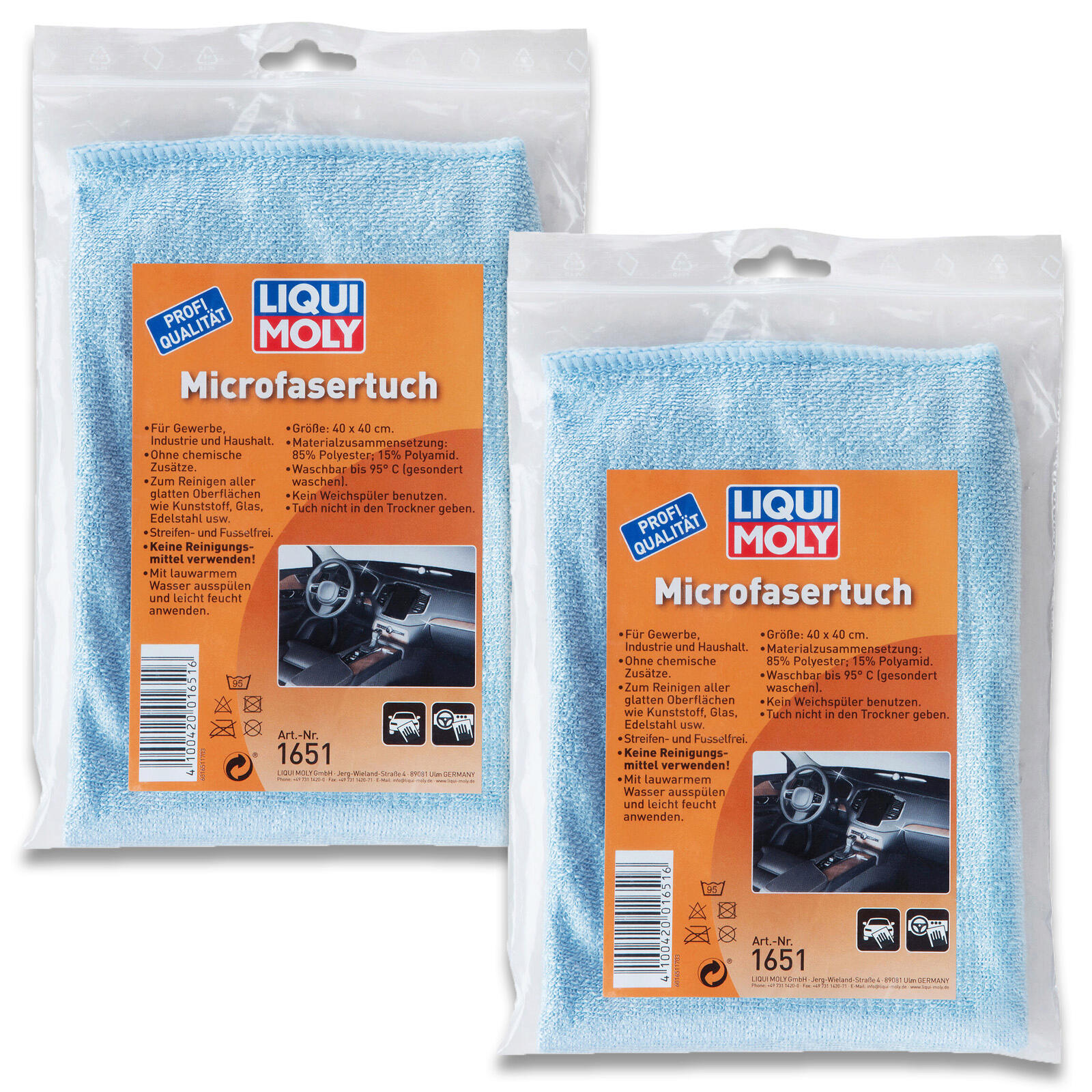 2x Liqui Moly Microfasertuch 1651 Reinigungstuch Pflege