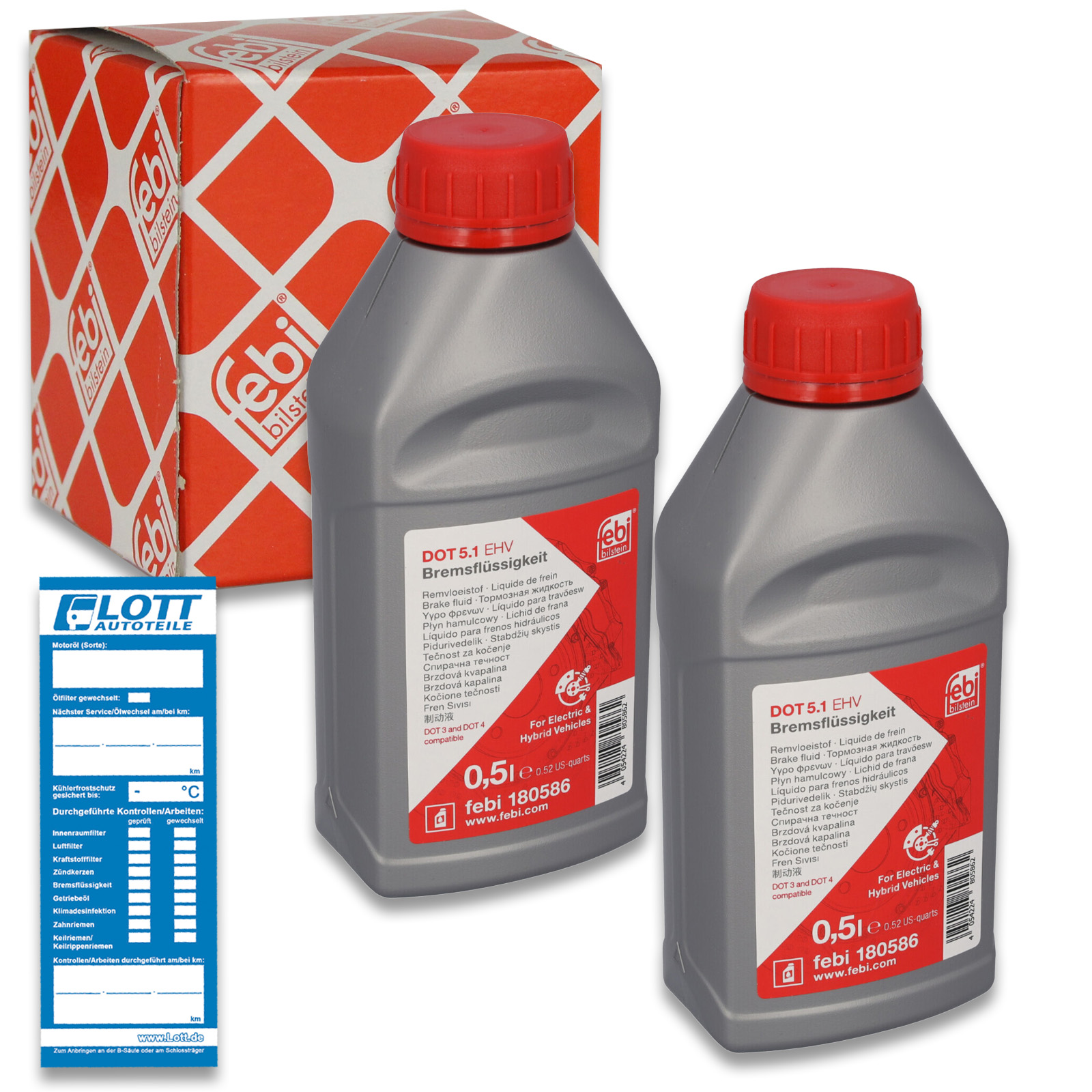 2x Febi Bilstein 500ml Bremsflüssigkeit DOT 5.1 EHV Elektro- und Hybridfahrzeuge