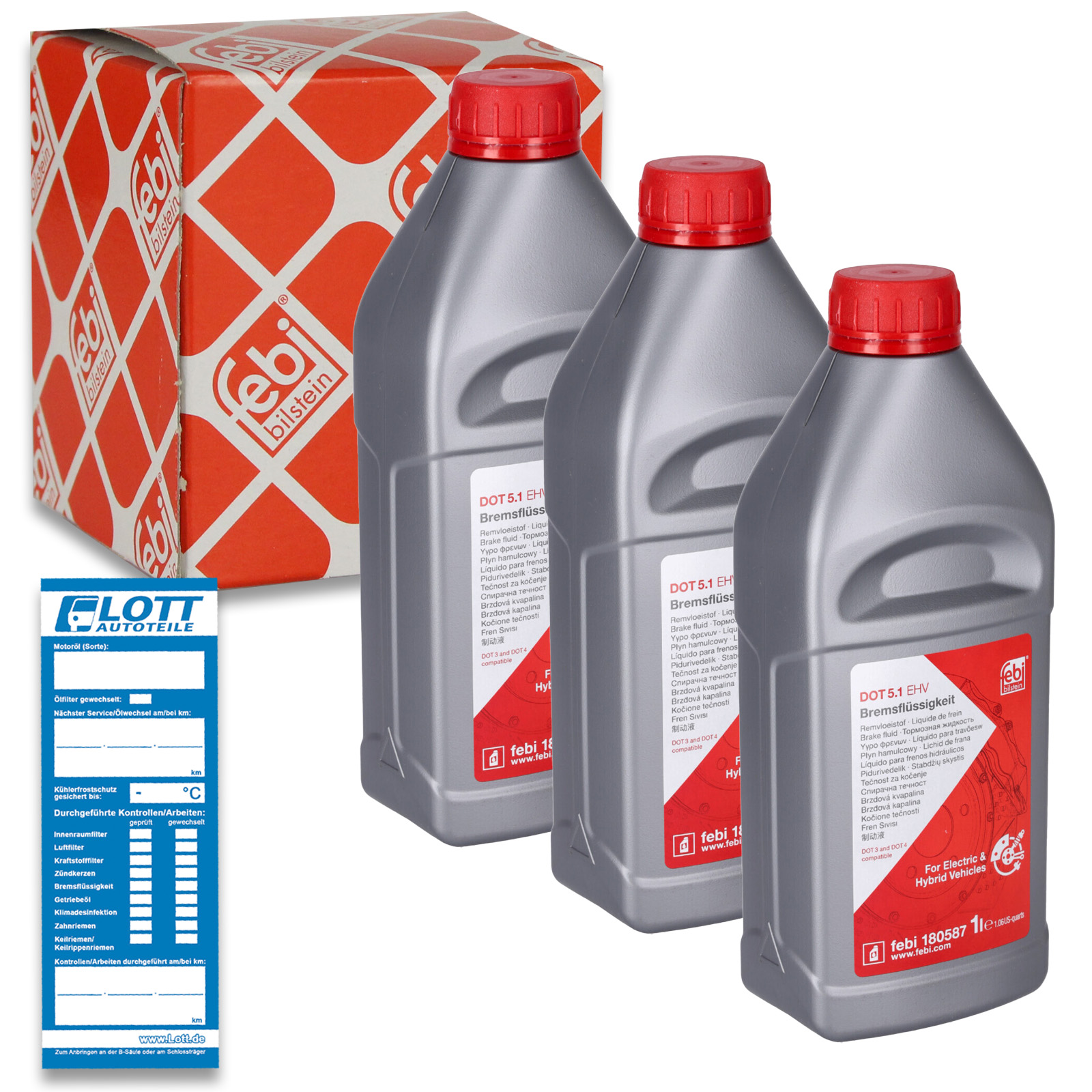 3x FEBI BILSTEIN 1L Bremsflüssigkeit DOT 5.1 EHV