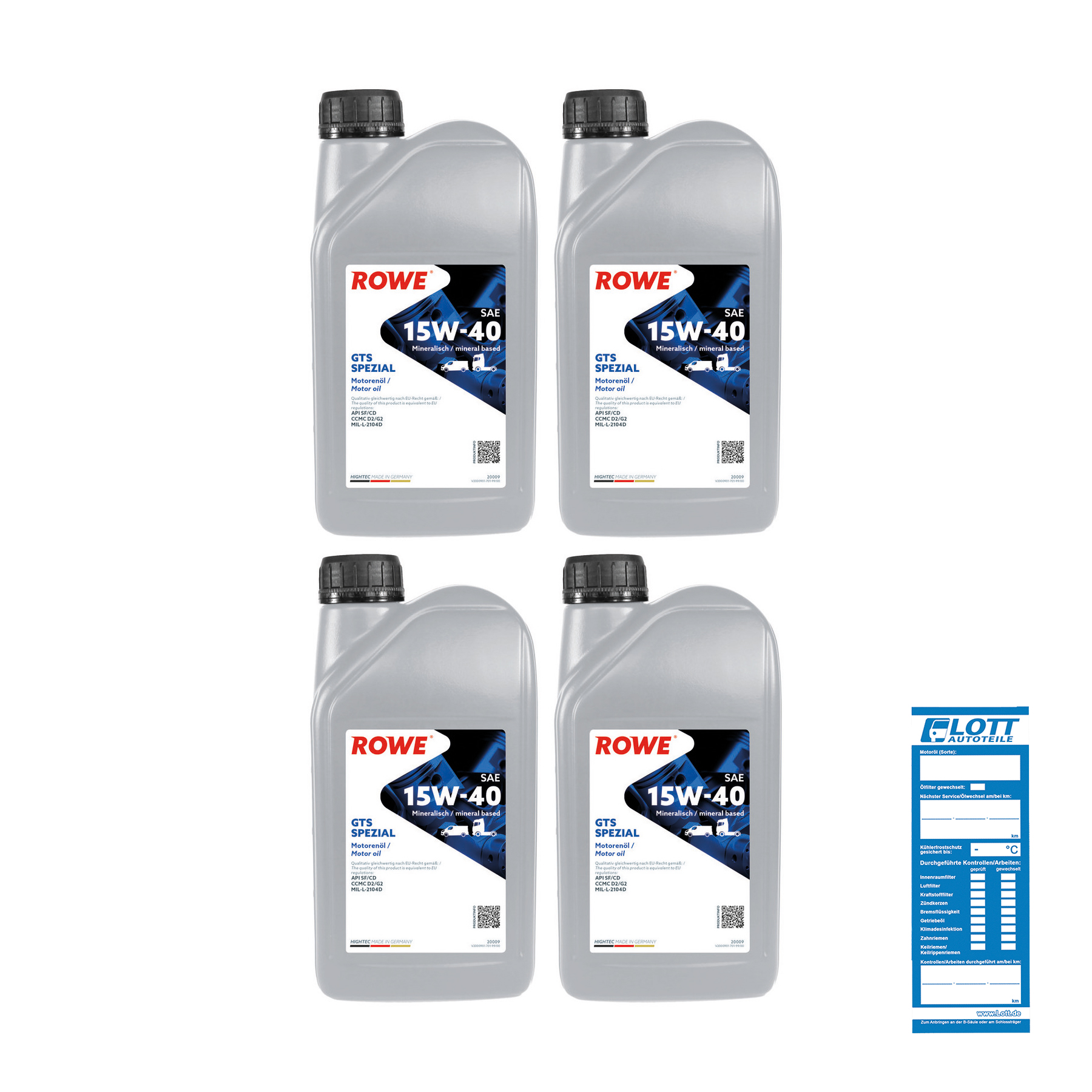 4x 1L ROWE Motoröl HIGHTEC GTS SPEZIAL SAE 15W-40 20009-0010-99