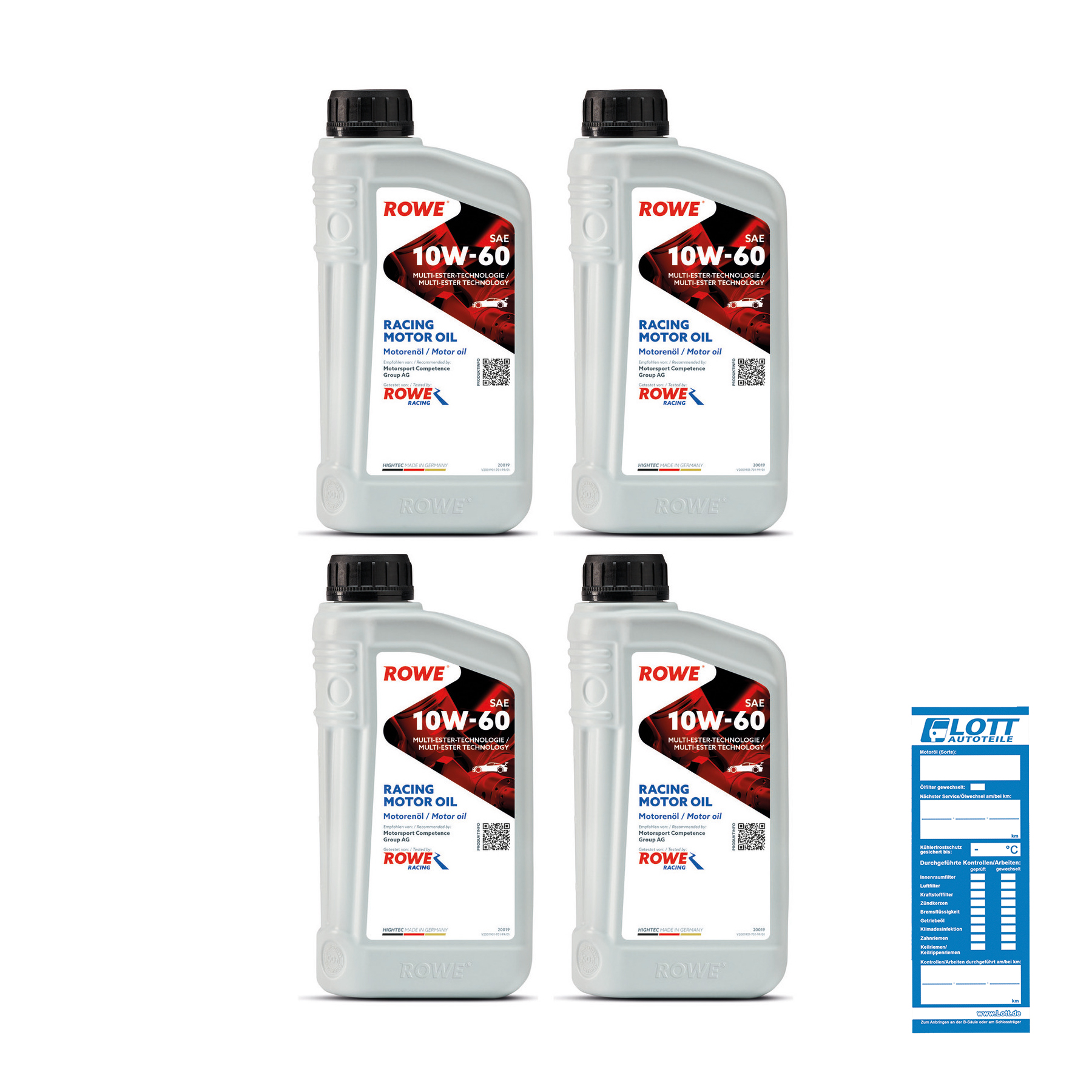 4x 1L ROWE Motoröl HIGHTEC RACING MOTOR OIL SAE 10W-60 20019-0010-99