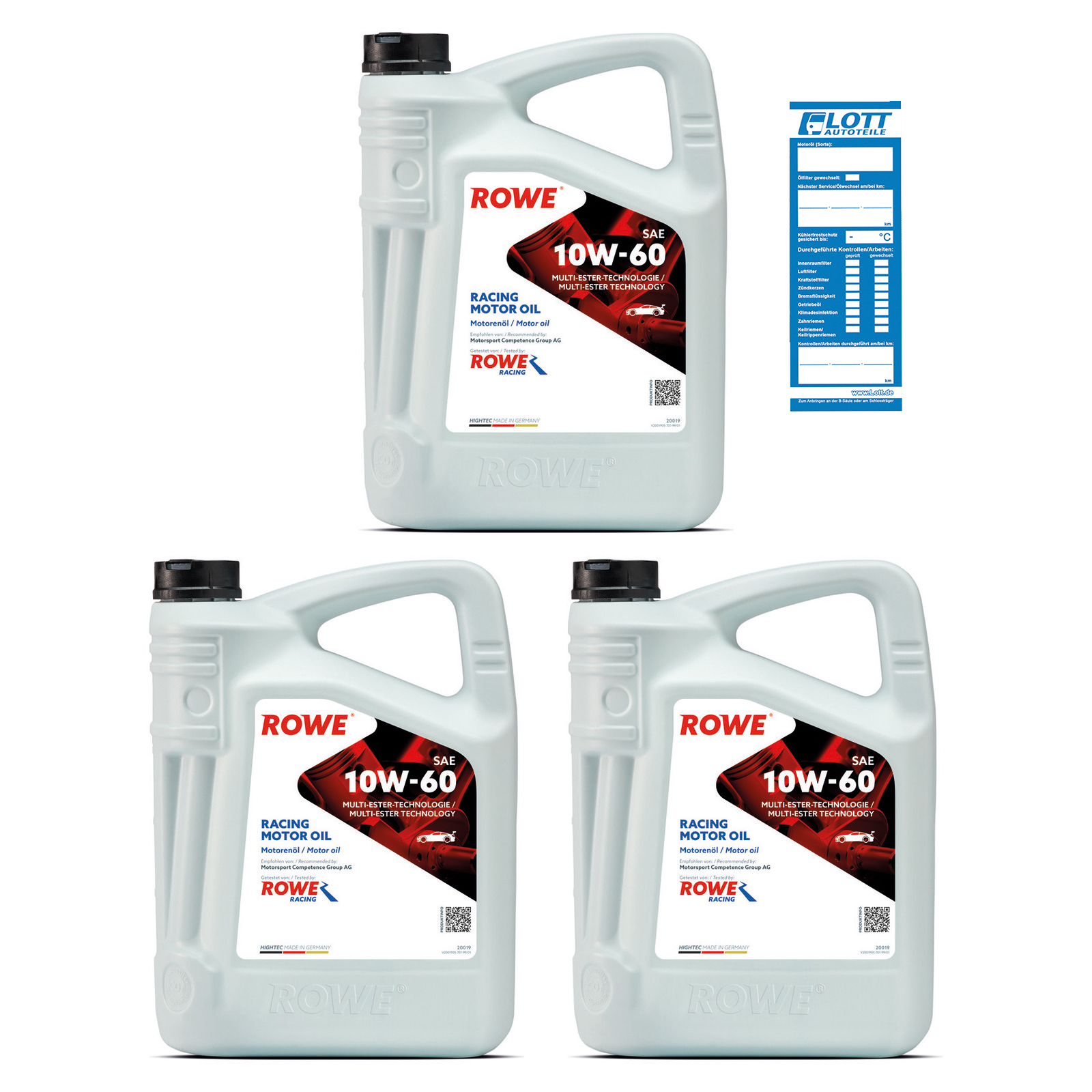 3x 5L ROWE Motoröl HIGHTEC RACING MOTOR OIL SAE 10W-60 20019-0050-99