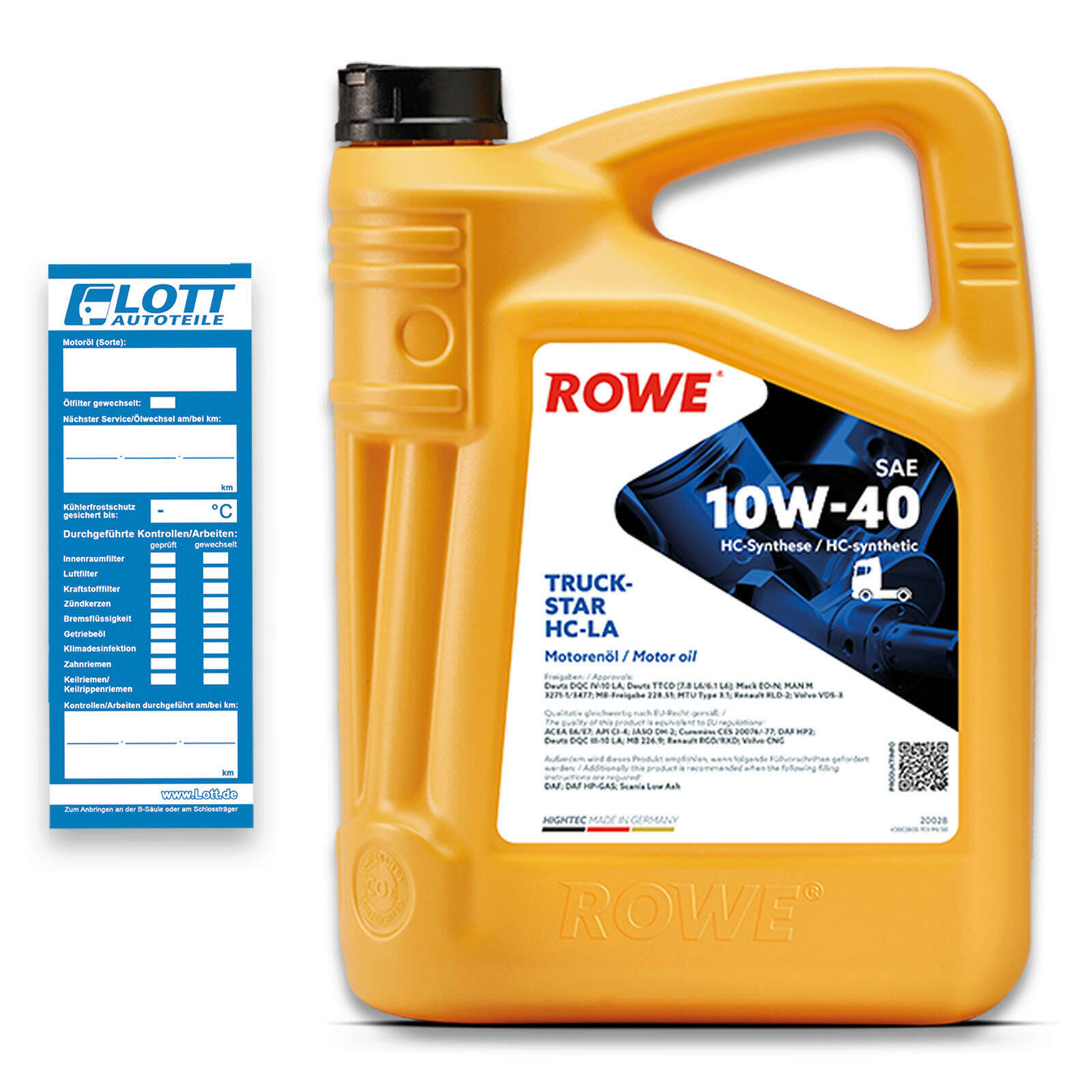10L ROWE HIGHTEC TRUCKSTAR 10W-40 HC-LA Motoröl ACEA E6 E7 MB 228.51 DEU...