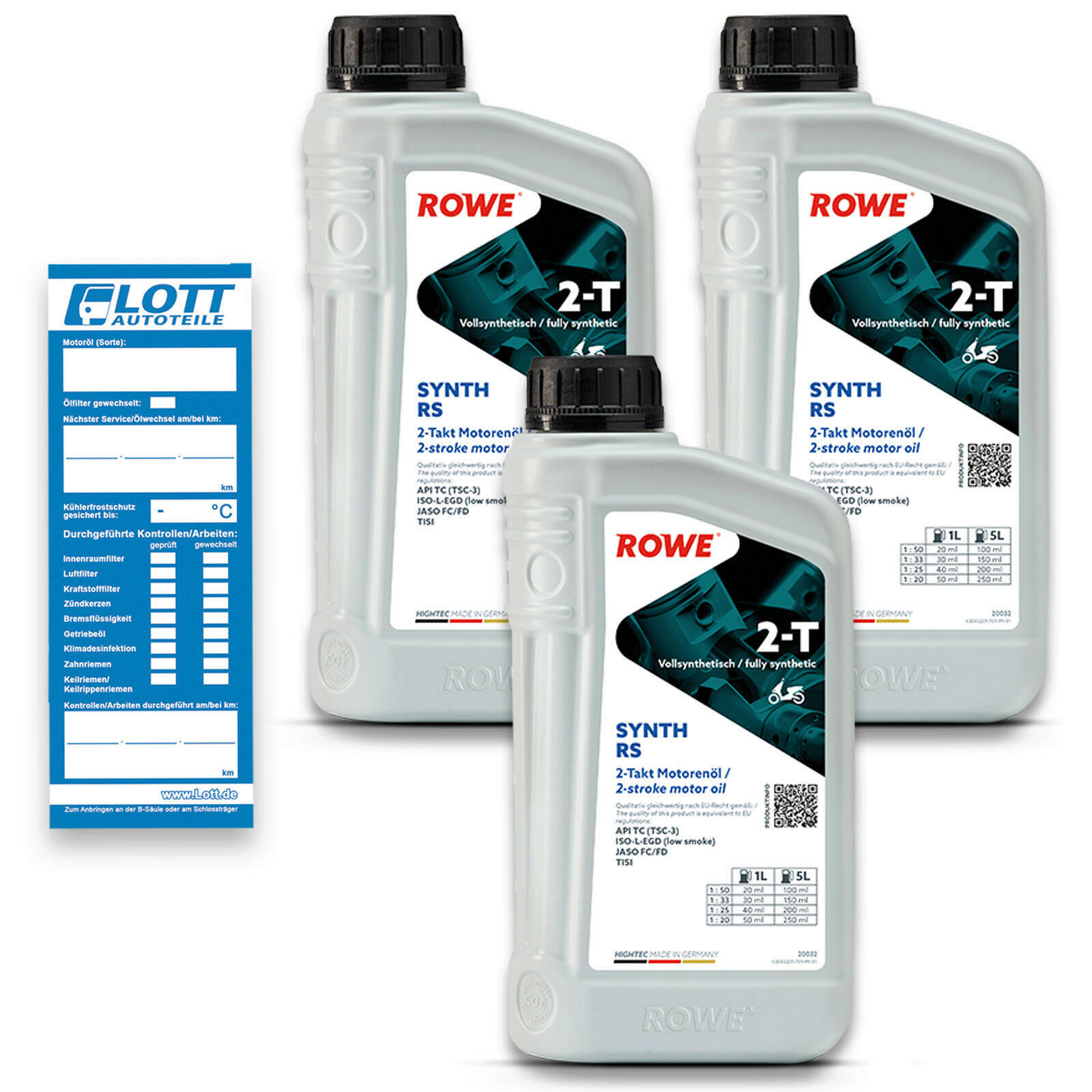3L ROWE HIGHTEC SYNTH RS 2-T Motoröl 2-Takt Ö API TC JASO FC/FD Mofa Roller