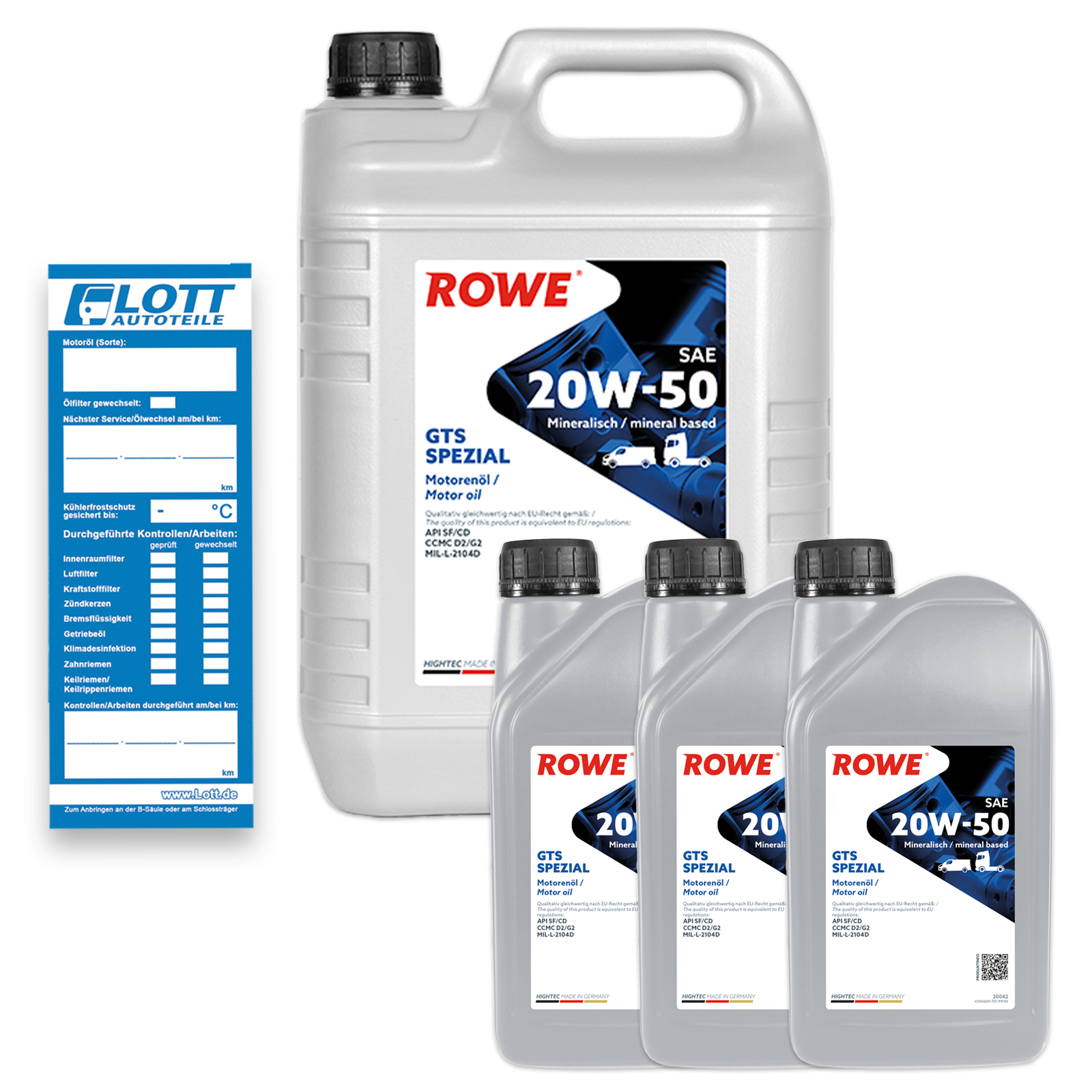 8L ROWE Hightec GTS Spezial Motoröl 20W-50 API SF/CD Oldtimer Ö Made in Germany