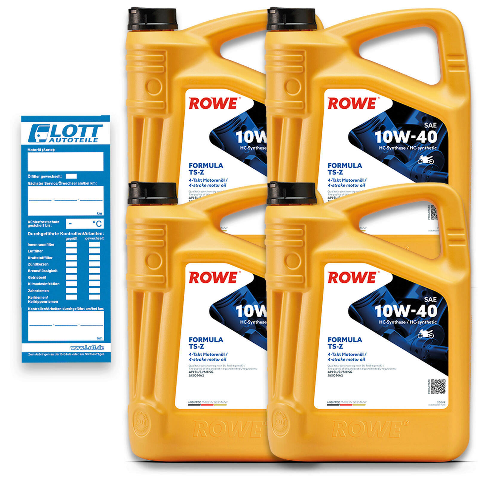 20L ROWE HIGHTEC FORMULA 10W-40 TS-Z 4-Takt Motorradöl Motoröl API SL/SJ/SH/SG