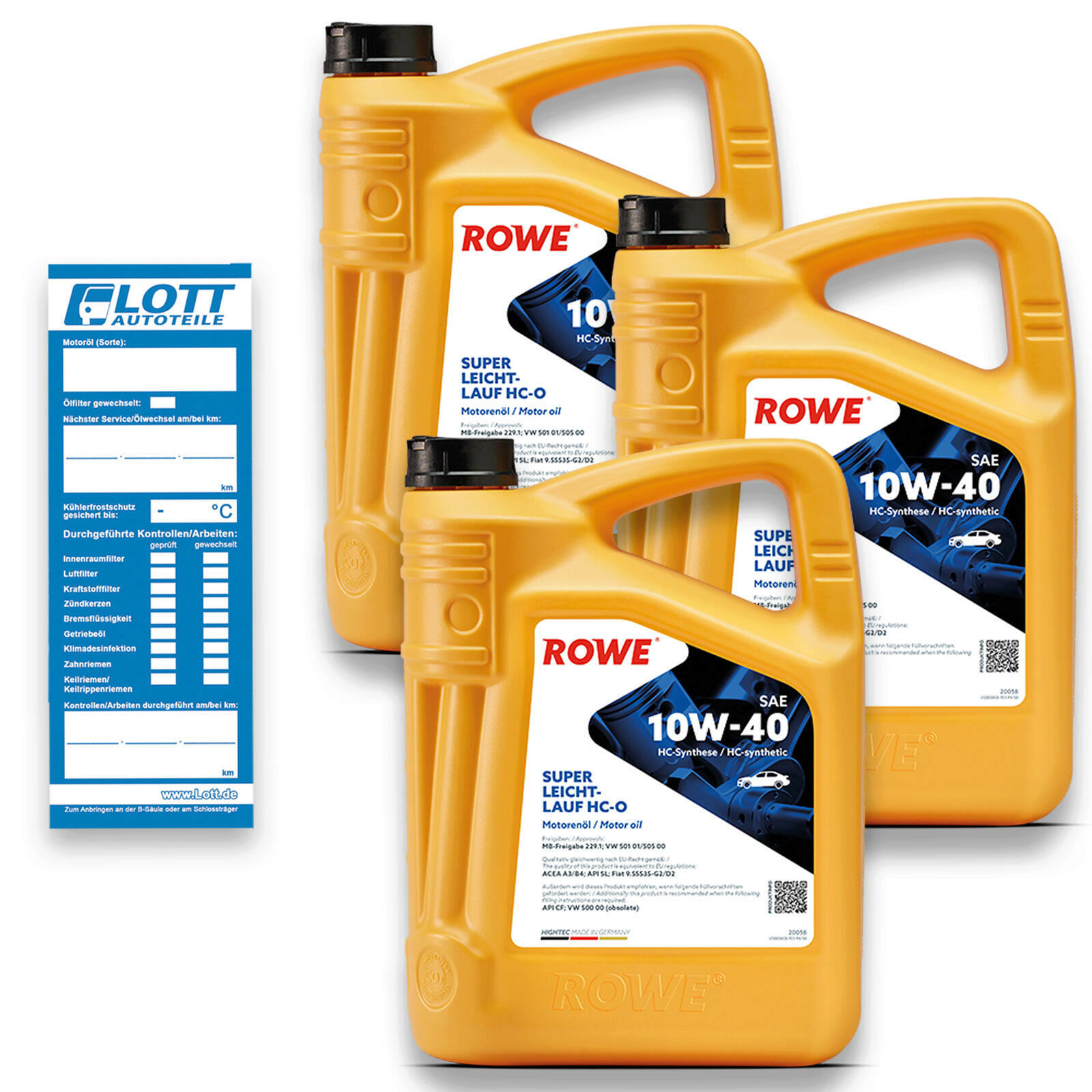 15L ROWE Hightec Super Leichtlauf Motoröl HC-O 10W-40 MB 229.1 VW 501 01 505 00