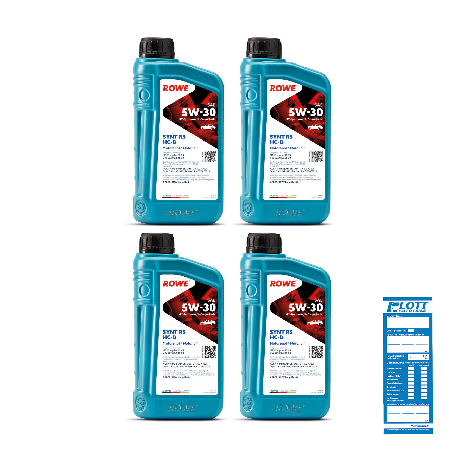 4x 1L ROWE Motoröl HIGHTEC SYNT RS HC-D SAE 5W-30 20060-0010-99