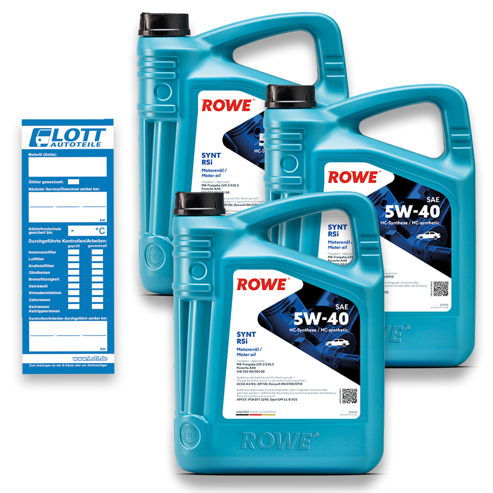 15L ROWE Motoröl Hightec Synt RSi 5W-40 MB 229.3 226.5 VW 502 00 505 00 Porsche