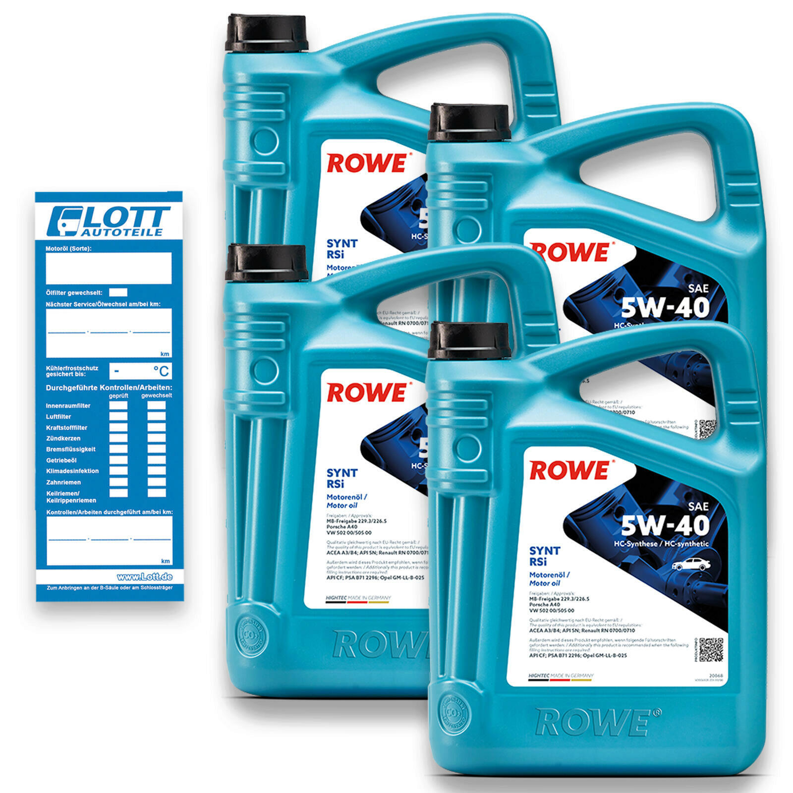 20L ROWE Motoröl Hightec Synt RSi 5W-40 MB 229.3 226.5 VW 502 00 505 00 Porsche