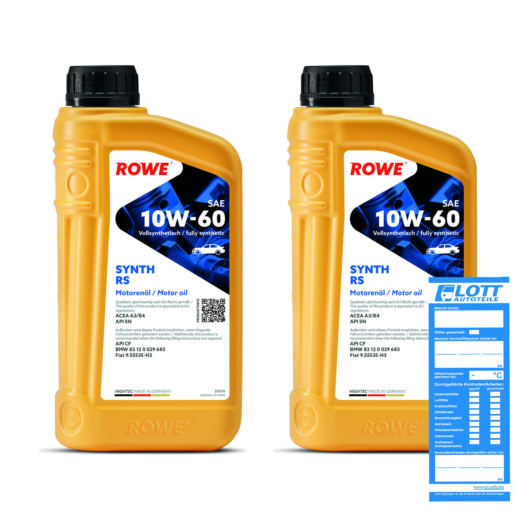 2x 1L ROWE Motoröl HIGHTEC SYNTH RS SAE 10W-60 20070-0010-99