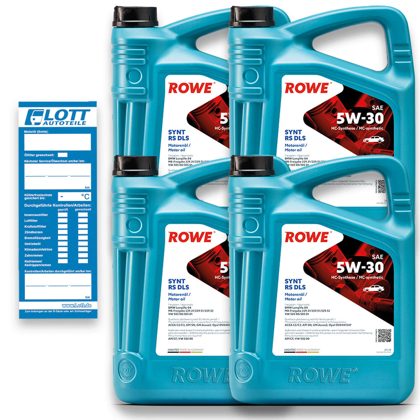 20L ROWE Motoröl Hightec Synt RS DLS 5W-30 BMW LL-04 MB 229.31 229.52 VW 505 00