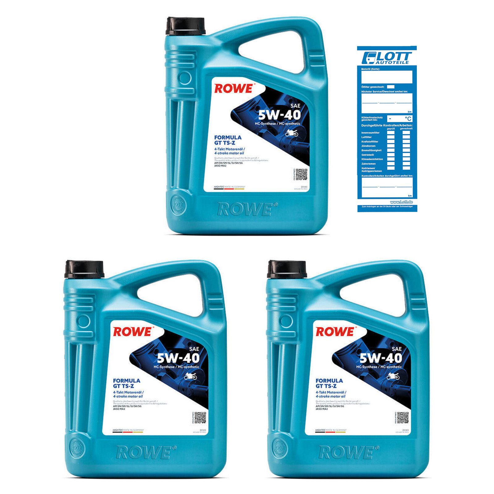 3x 4L ROWE HIGHTEC FORMULA GT 5W-40 TS-Z Motoröl