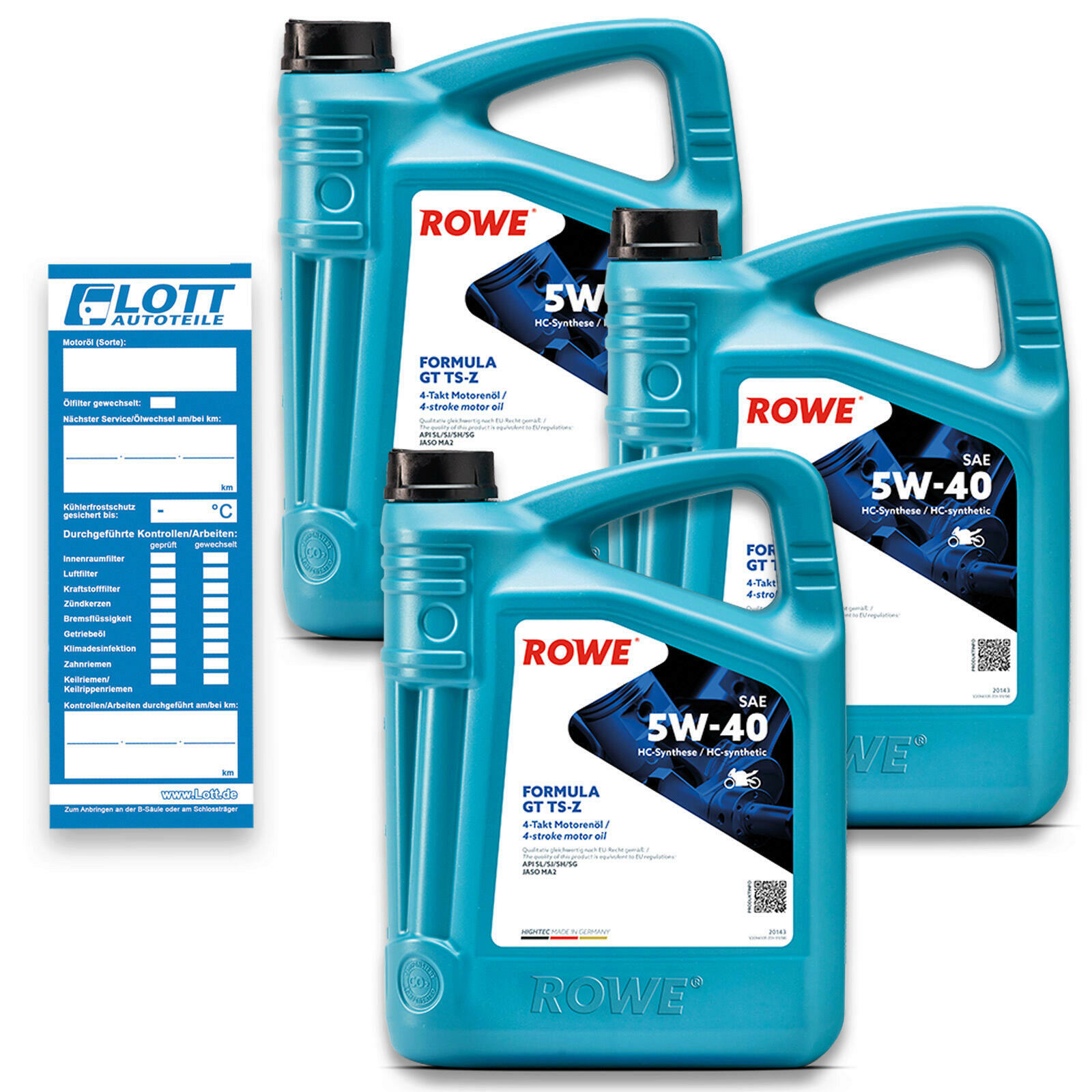 15L ROWE HIGHTEC FORMULA GT 5W-40 TS-Z Motoröl 4-Takt Ö Motorrad JASO MA2