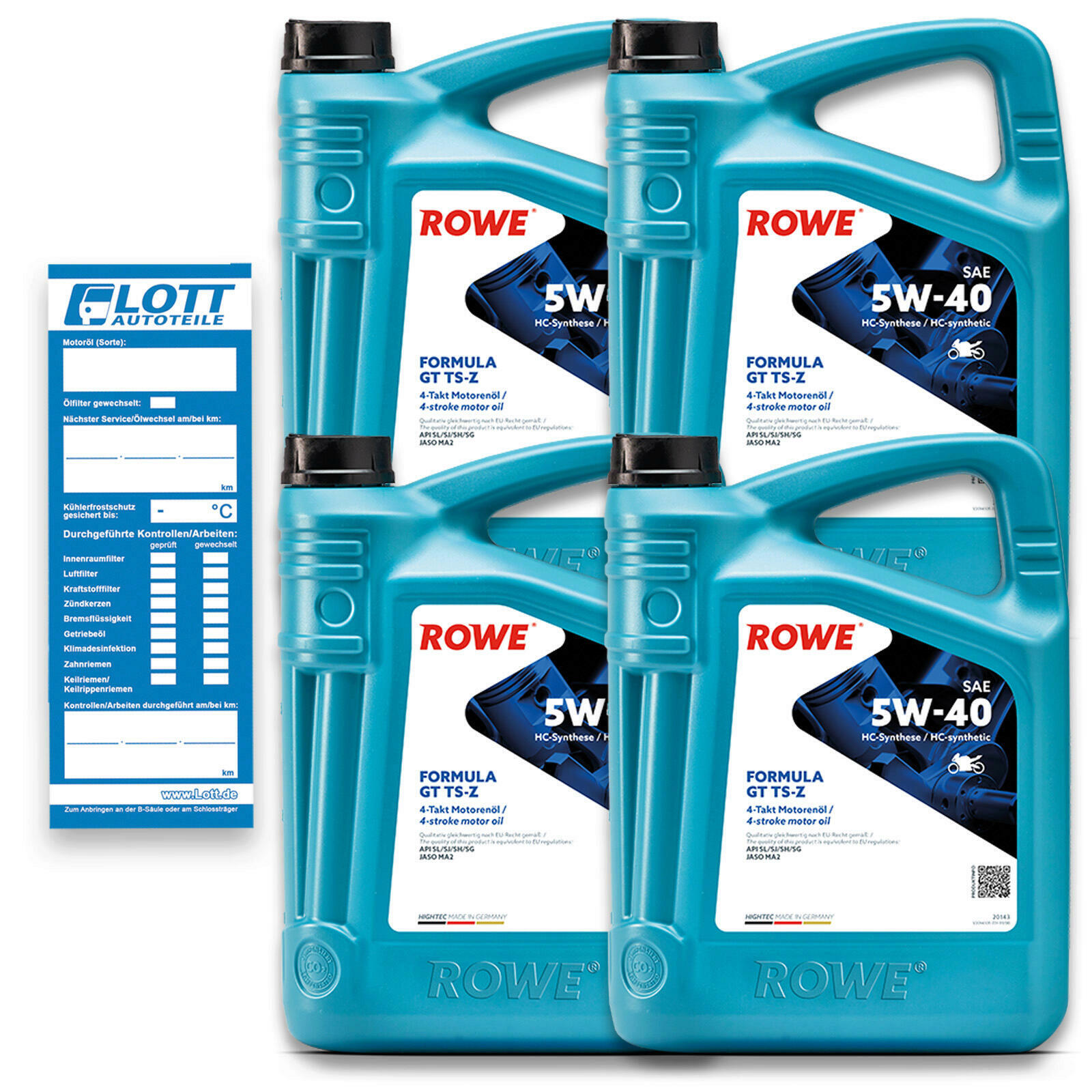 20L ROWE HIGHTEC FORMULA GT 5W-40 TS-Z Motoröl 4-Takt Ö Motorrad JASO MA2