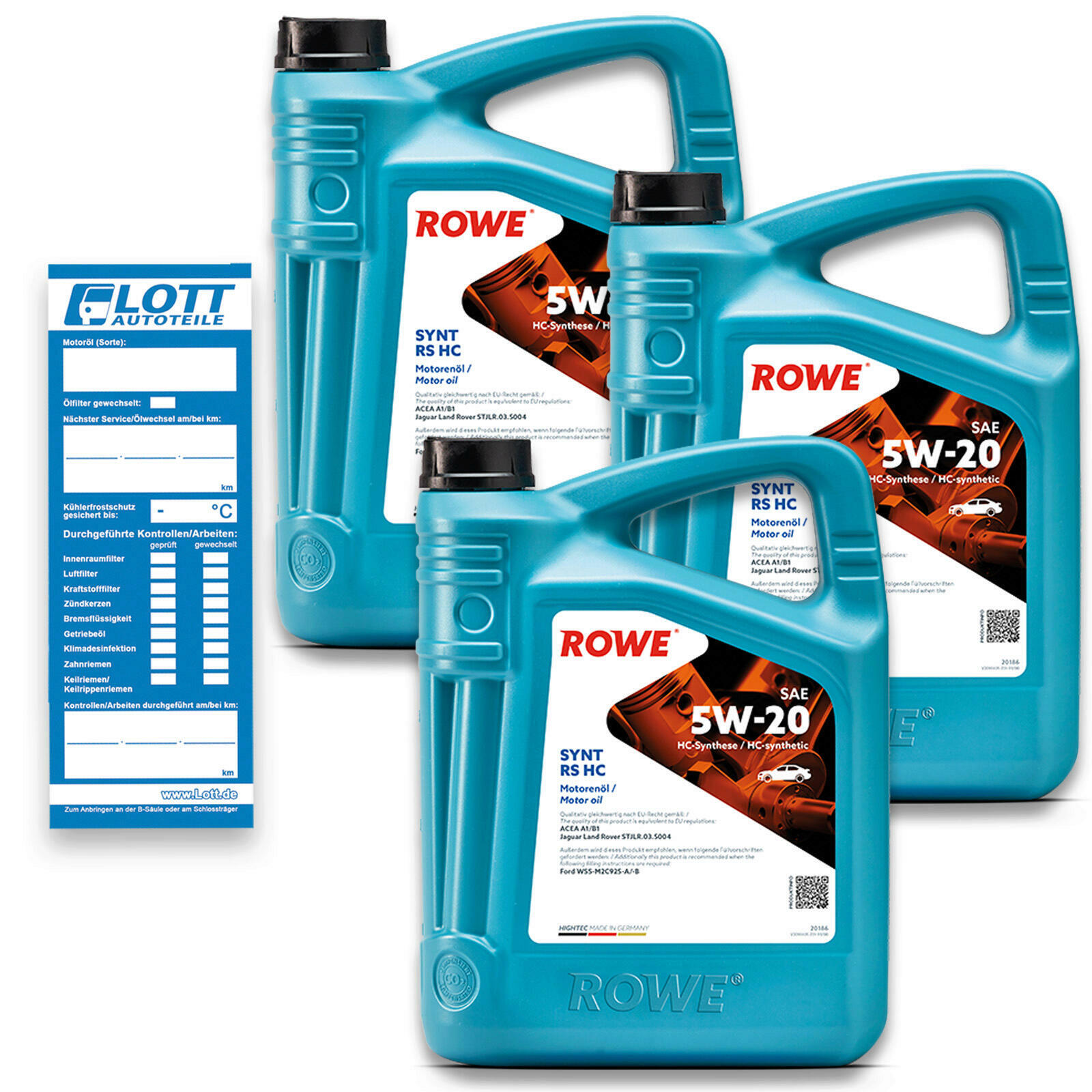 15L ROWE HIGHTEC SYNT RS HC SAE 5W-20 Motoröl ACEA A1/B1 Ford WSS-M2C925-A/-B