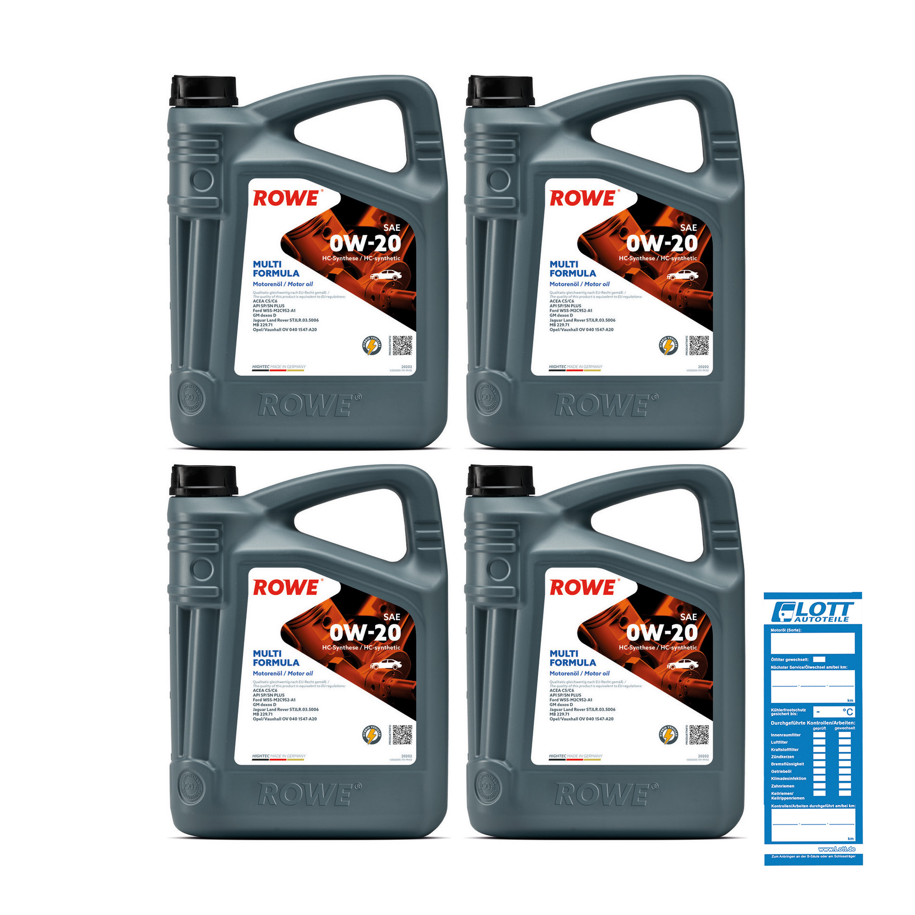 4x 5L ROWE Motoröl Oil HIGHTEC MULTI FORMULA SAE 0W-20